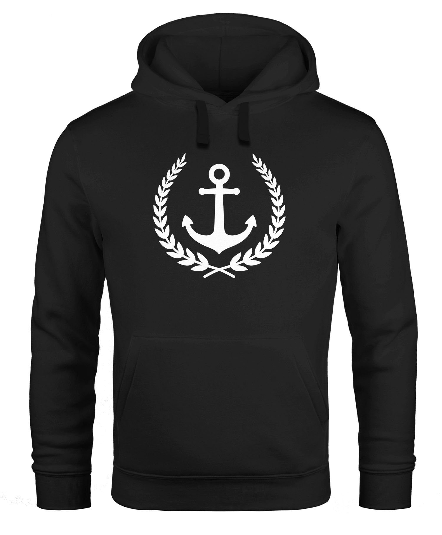 Hoodie Hoodie Herren Anker Lorbeerkranz Aufdruck Print Kapuzen-Pullover Männer Fashion Streetstyle Neverless®
