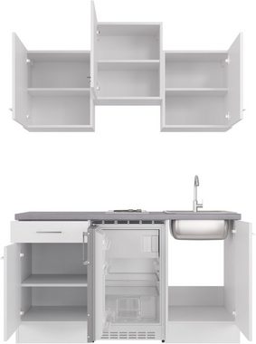 Flex-Well Küche Kopenhagen, Breite 150,5 cm, mit Unterbau-Kühlschrank, Kochfeld und Spüle