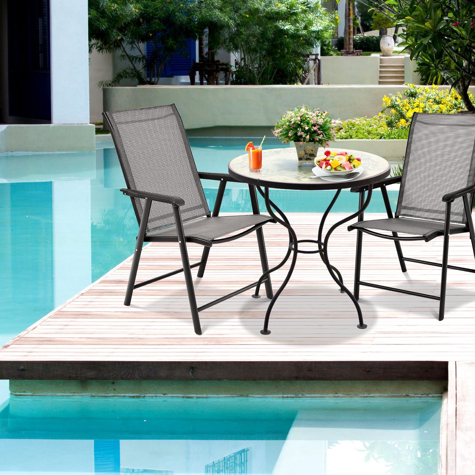 COSTWAY Klappstuhl (2 St), Campingstuhl bis 110kg belastbar