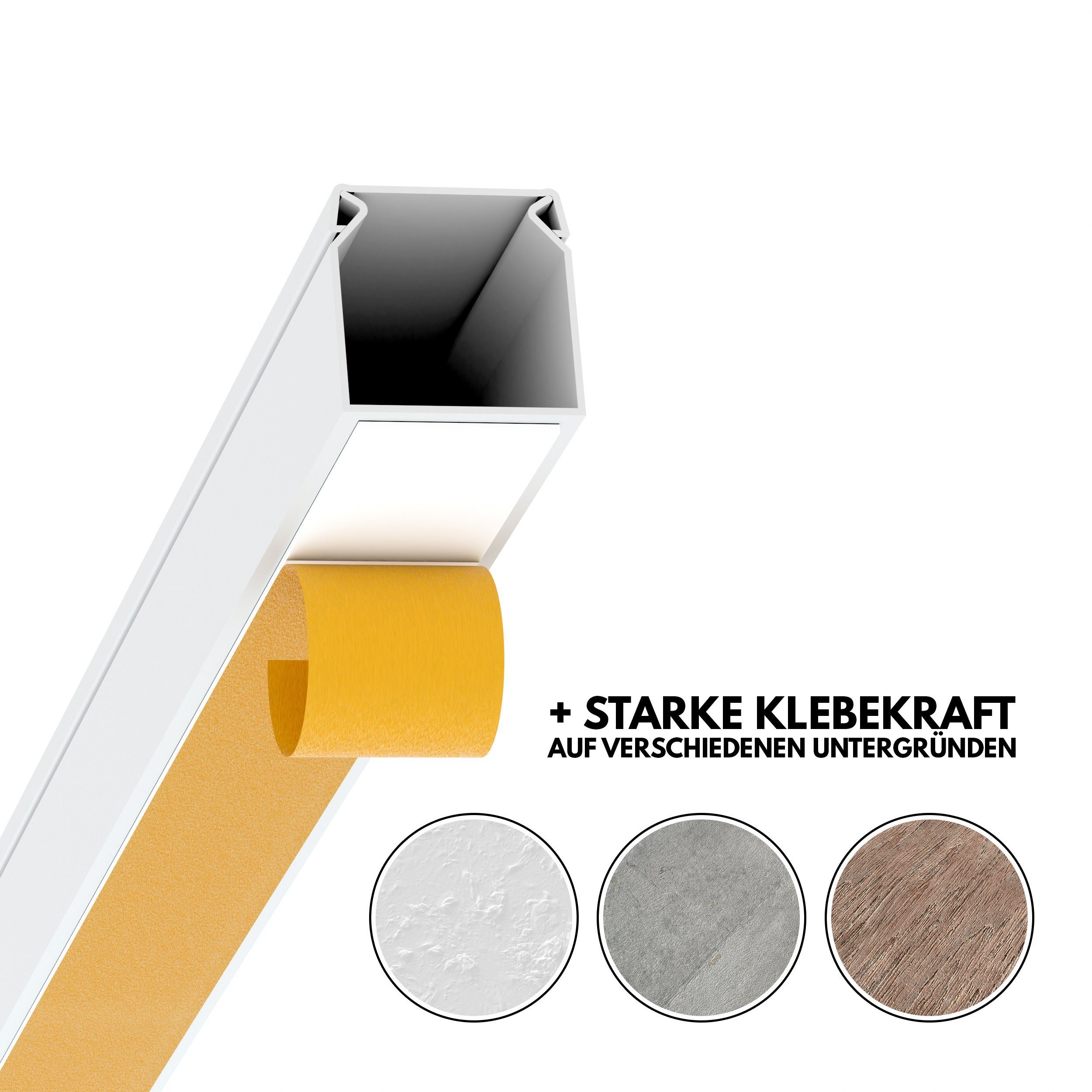 Gentle North Kabelkanal Kabelkanal Selbstklebend Weiss 1m - allrounder - diverse Größen (10-St), diverse Größen in 12x12mm - 16x16mm - 25x16mm - 15x10mm - 20x10 – Bild 4 von 4
