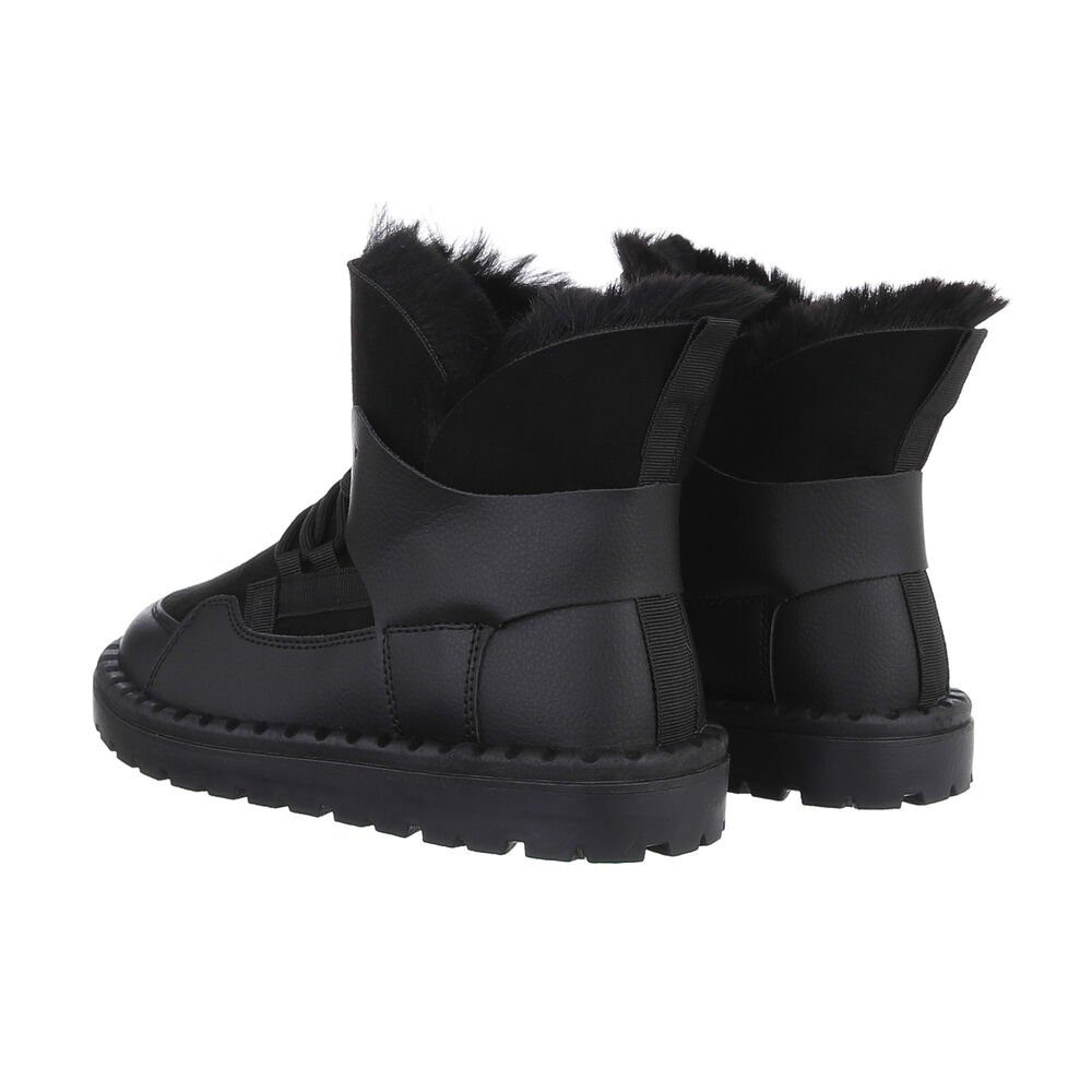 Ital-Design Damen Snowboots Freizeit Snowboots Flach Schnürstiefeletten in Schwarz