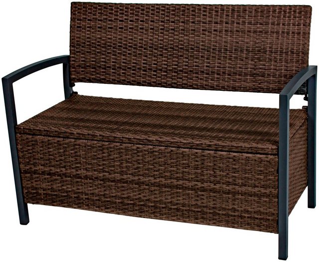 GARDEN PLEASURE Gartenbank Ferrara, Polyrattan, 110x58x86 cm, braun/grau
