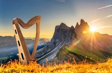 Classic Cantabile Konzertgitarre Keltische Harfe 29 Saiten, Inkl. Tasche, 2 Stimmschlüssel & Ersatzsaiten, Celtic Harp aus Walnussholz- Es-Dur gestimmt - Mit Halbtonmechanik