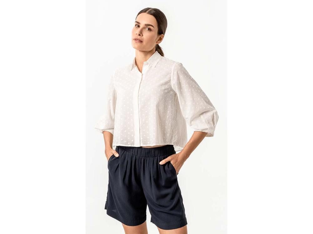 LIVING CRAFTS Blusentop Living Crafts Bio-Damen-Bluse 'AGNEETHA' kurz gesc