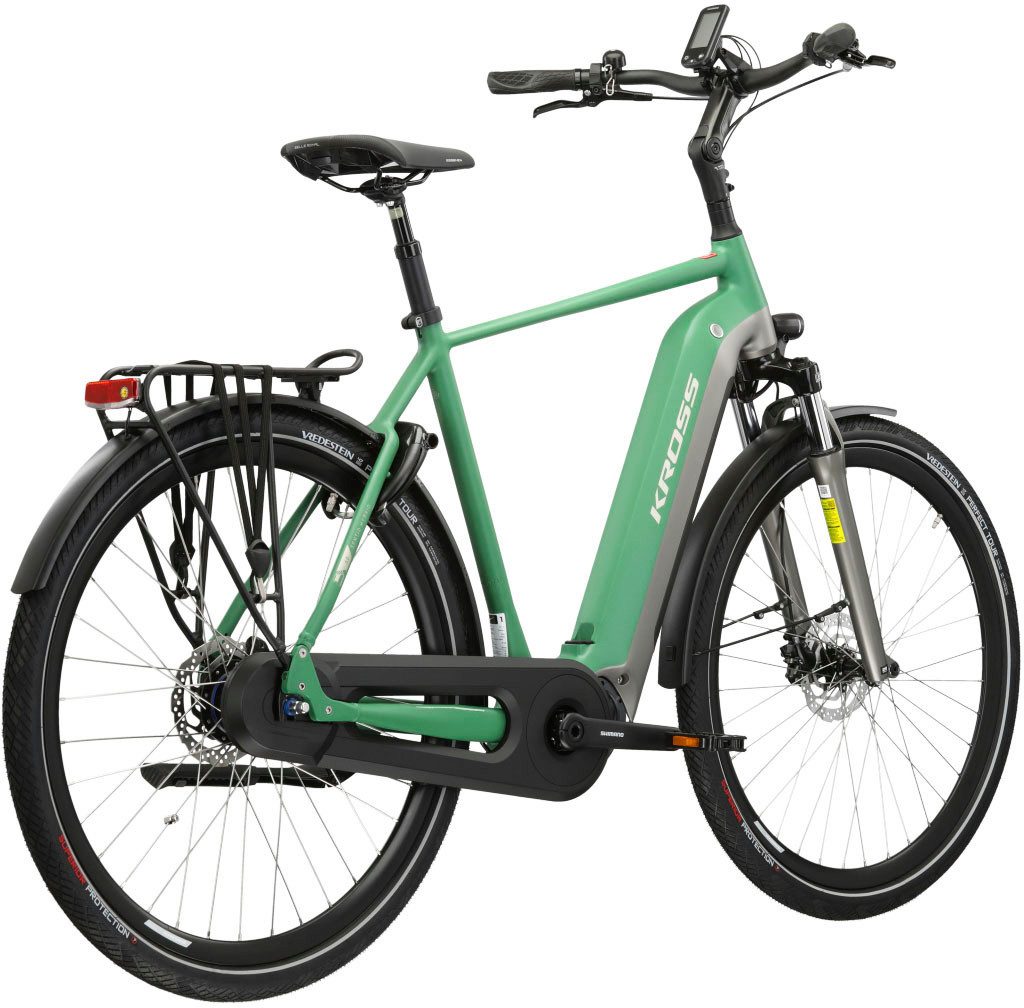 Kross E-Bike Cityrad E-Citybike Damen Sentio 6.0 28" grün - Shimano Mittelmotor, 8 Gang Shimano Nexus Schaltwerk, Nabenschaltung, Mittelmotor, 500 Wh, SHIMANO 36 V/250 W E6100, Mittelmotor