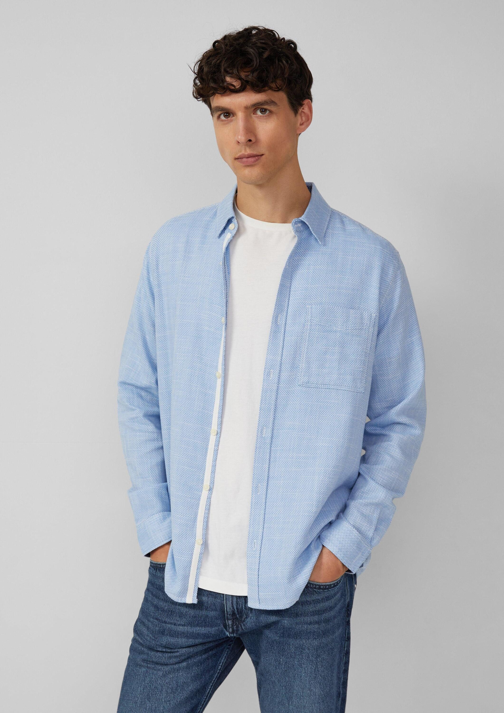 s.Oliver Langarmhemd Hemd Regular Fit: Gemustertes Langarmhemd mit Brusttas günstig online kaufen