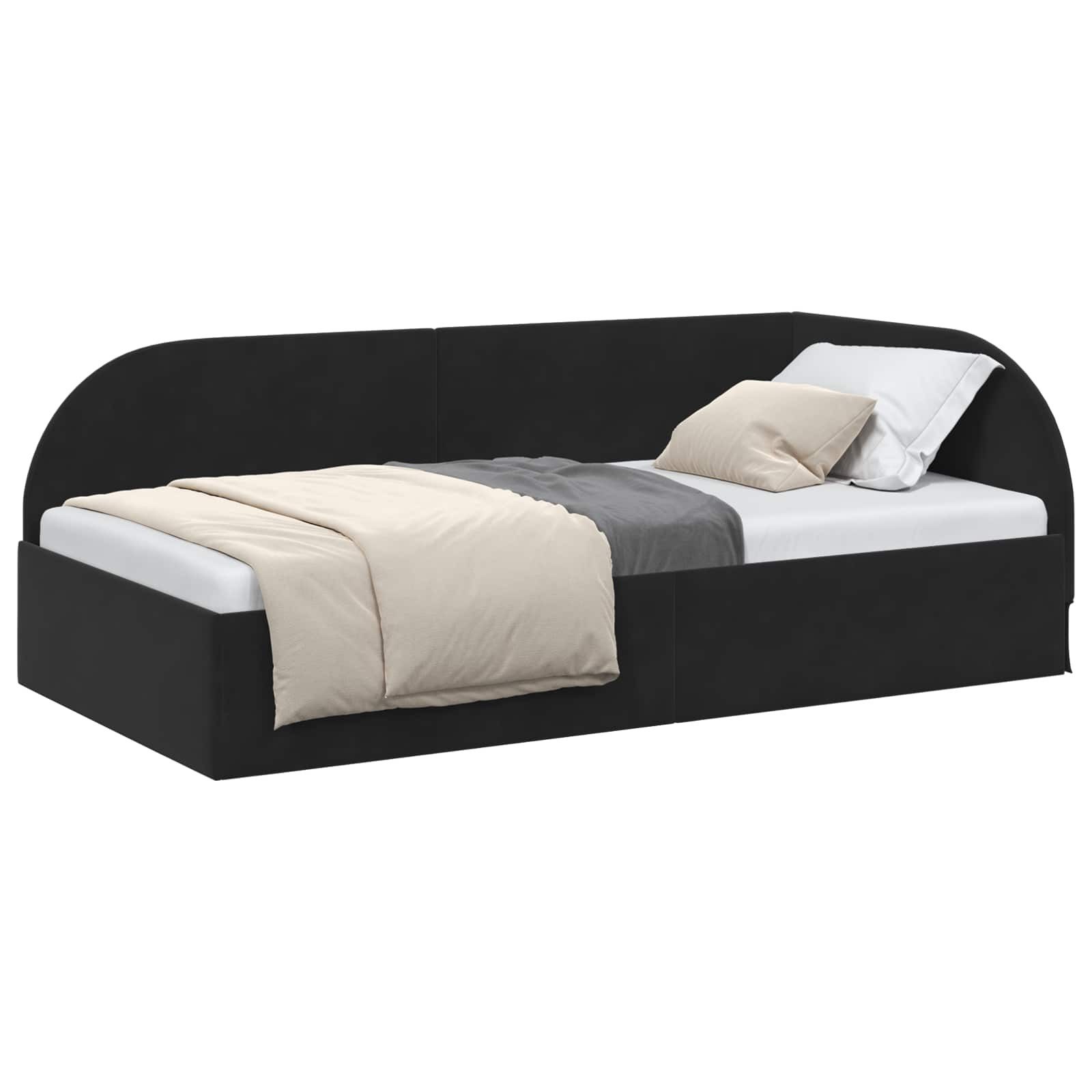 vidaXL Bett Eckbettgestell Schwarz 80 cm x 200 cm Polyester und Sperrholz ( günstig online kaufen