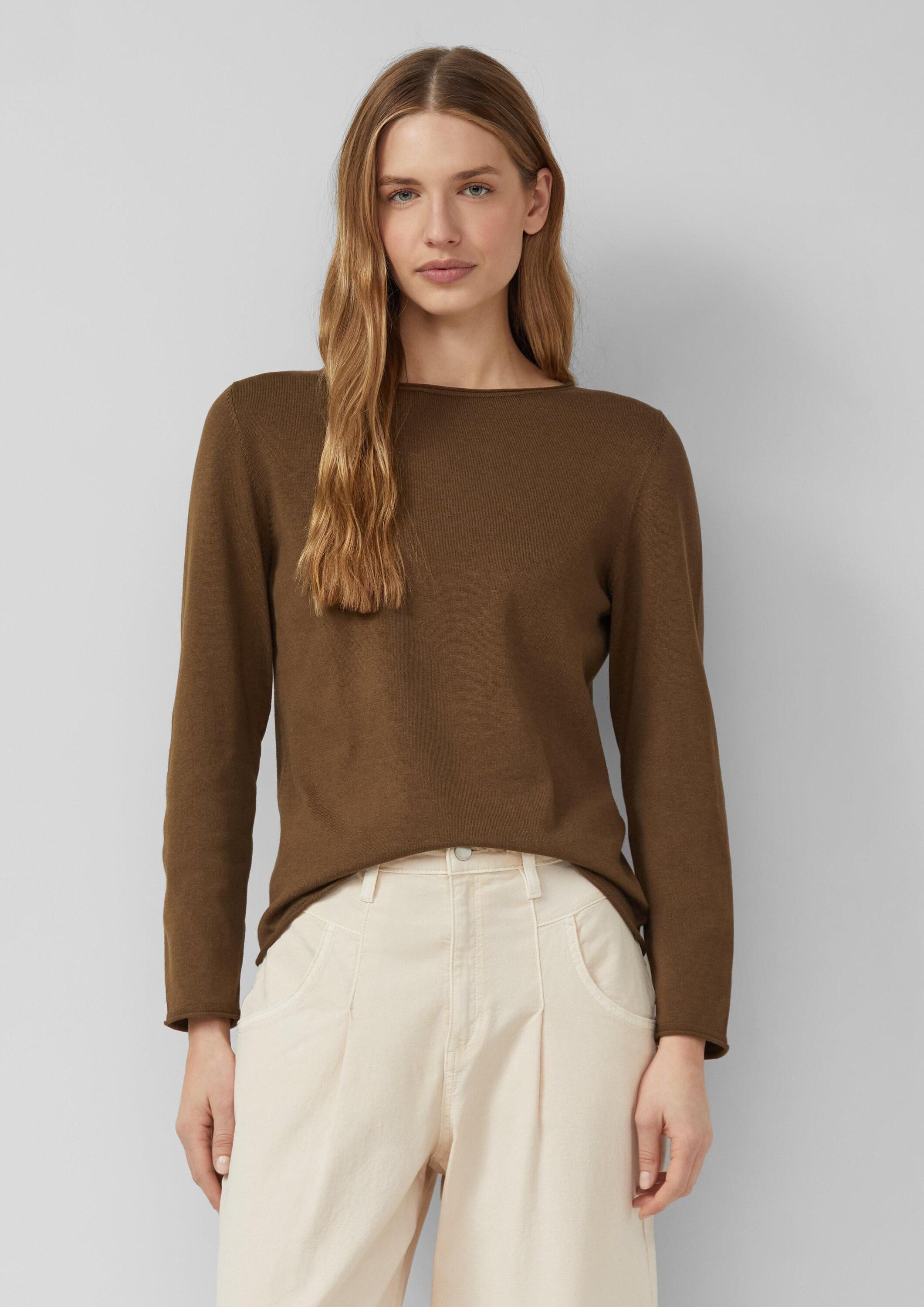 s.Oliver Longpullover Strickpullover Feinstrickpullover mit Rollkanten