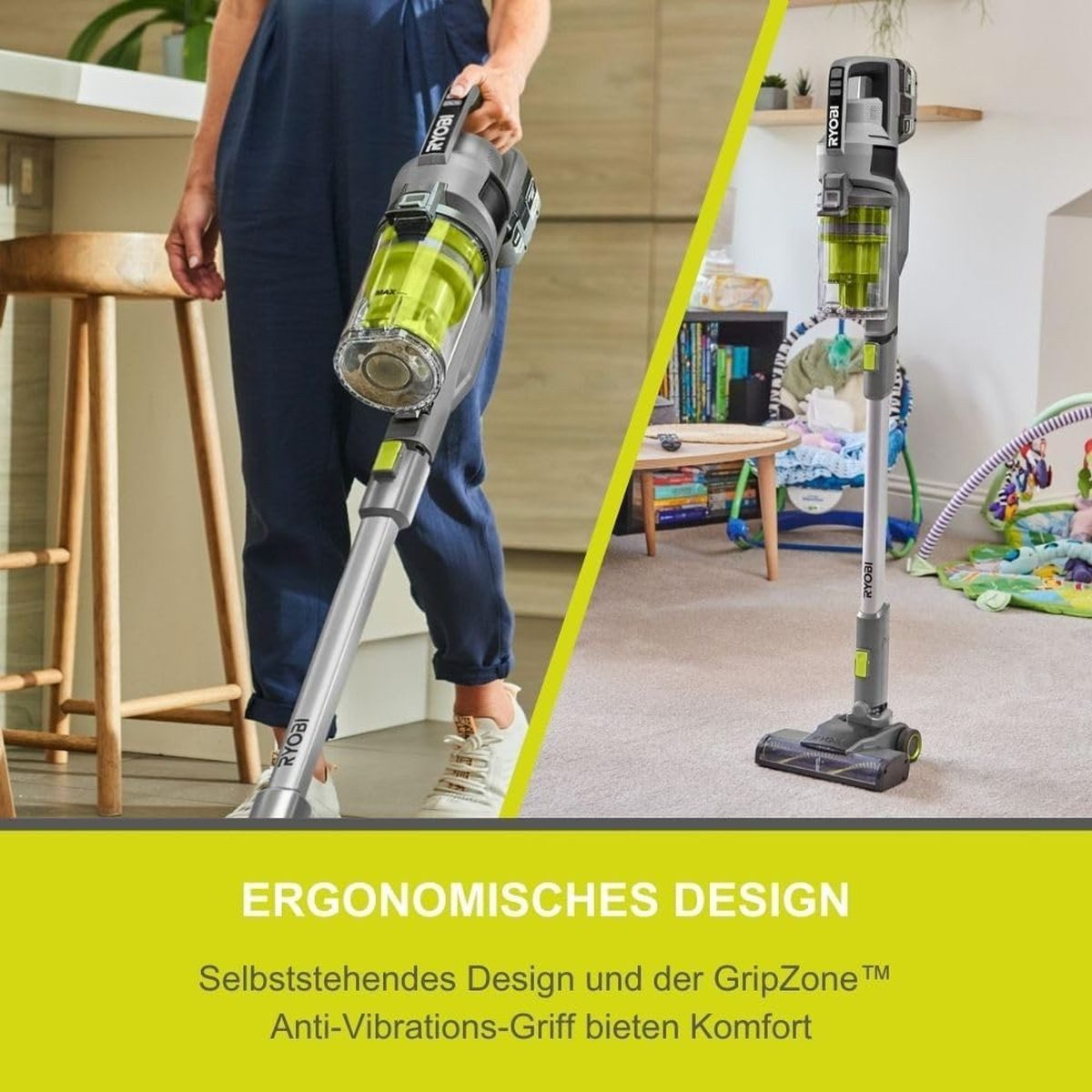 RYOBI Akku-Handstaubsauger 18V ONE+ Akku Staubsauger 30AW 2,0Ah Akku 2,0A Ladegerät