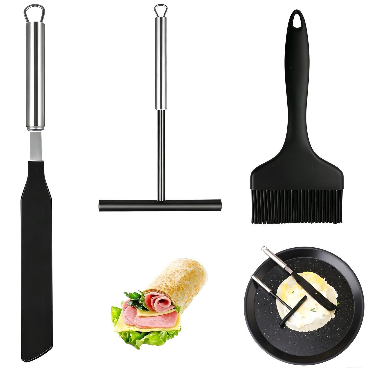 LuxusKollektion Crepes Verteiler Crêpes Set 3tlg. Edelstahl/Silikon