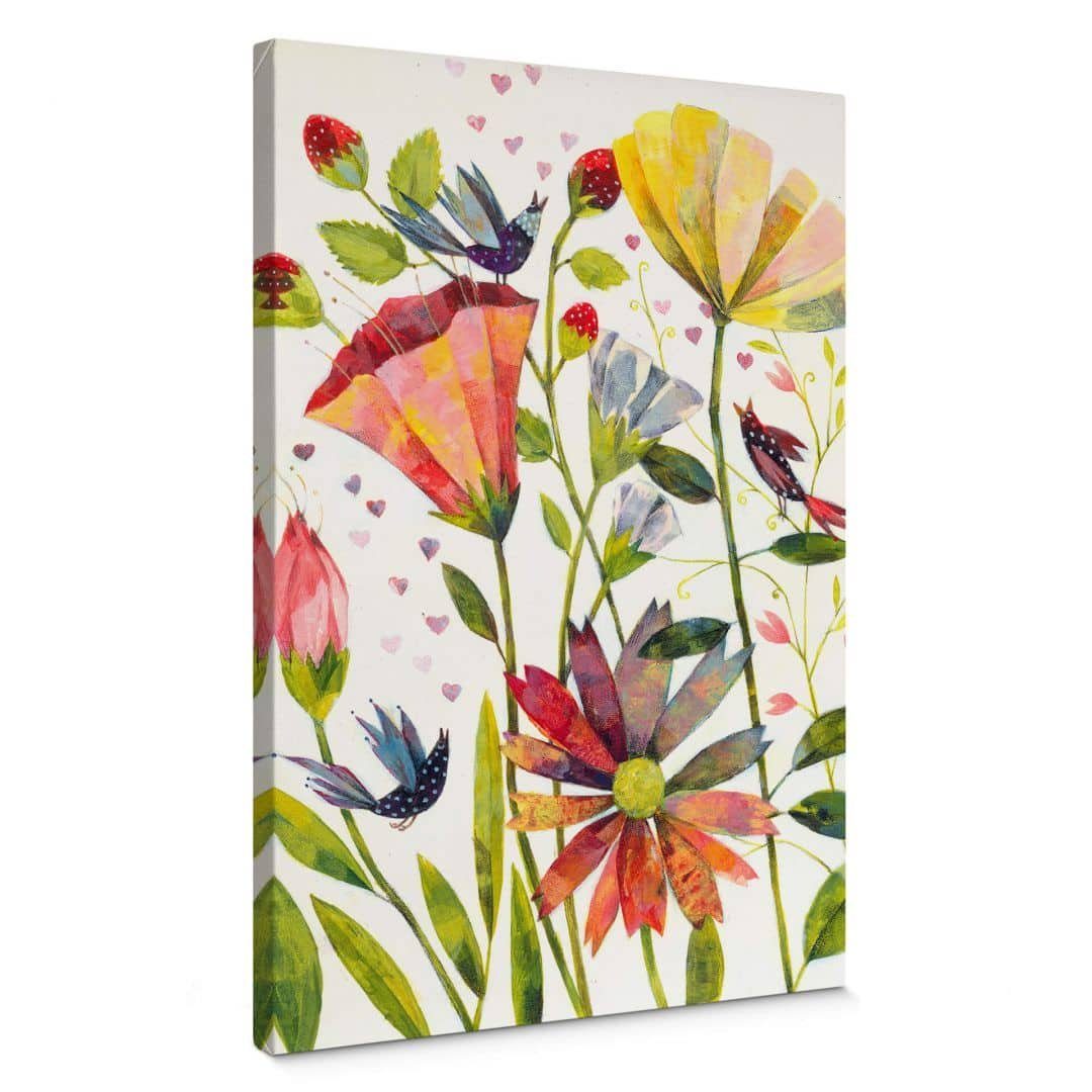 K&L Wall Art Leinwandbild Leinwandbild Baby Kinderzimmer Blume Blanz Wilde Sommerwiese, Wanddeko Holz Bilderrahmen