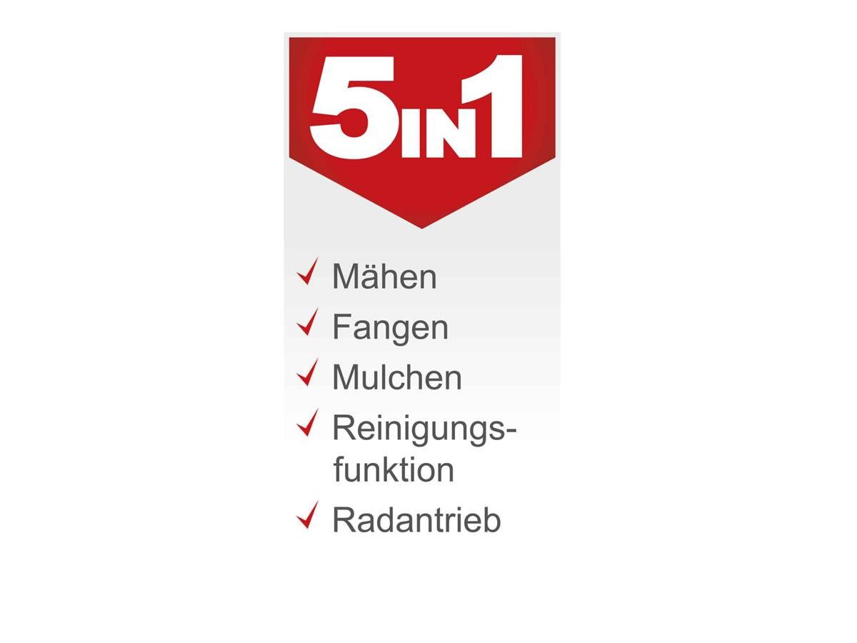 Scheppach Benzinrasenmäher Scheppach Benzin-Rasenmäher MS132-42 mit Öl, 42 cm Schnittbreite, (Set), mit Radantrieb, 131 cm³ Benzinmotor mit 3,3 PS, inkl. 0,6 l Motoröl