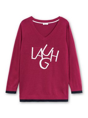 Sheego V-Ausschnitt-Pullover Große Größen mit Intarsien-Wording
