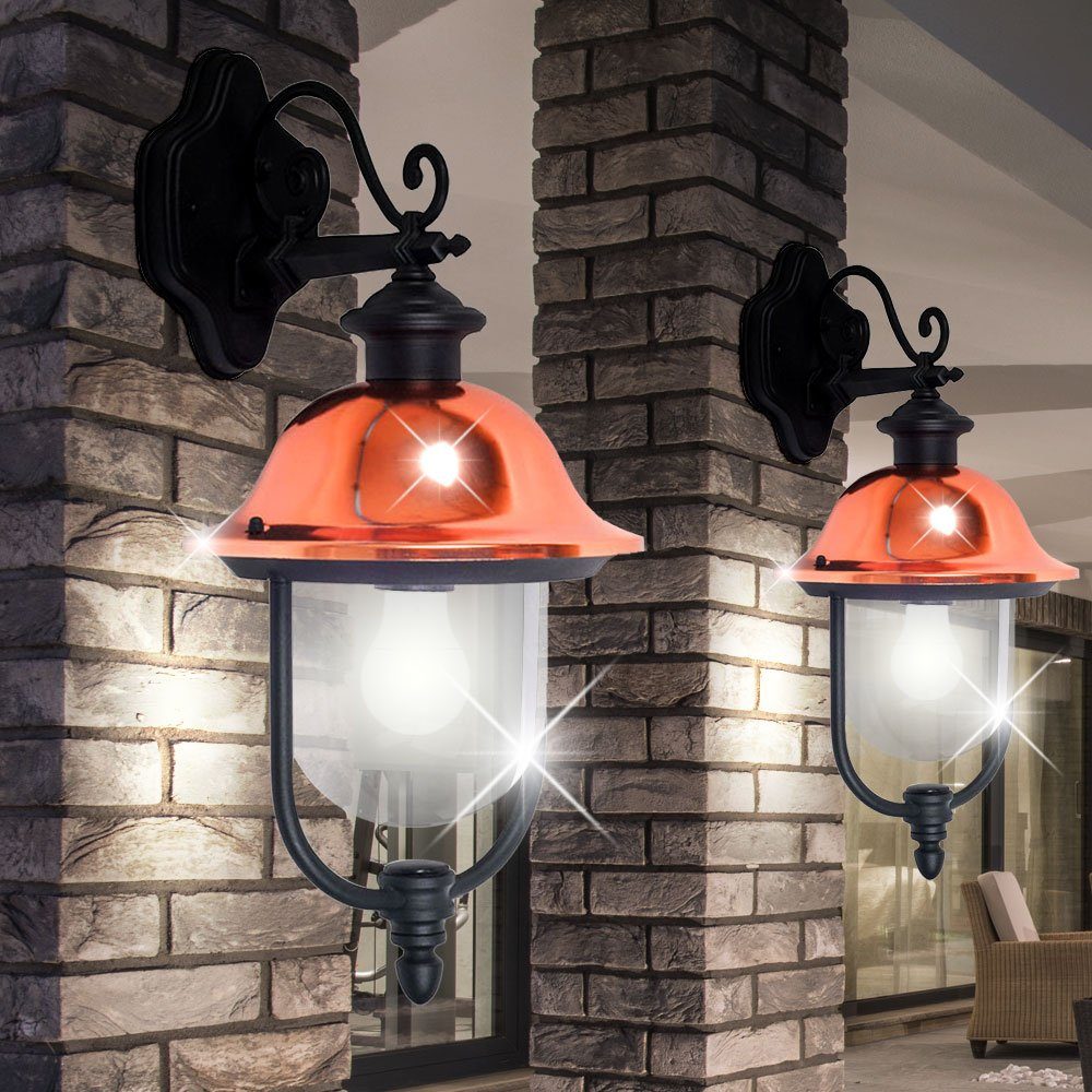LED Laterne, 2er Set Landhaus Stil Wand Leuchten Beleuchtung