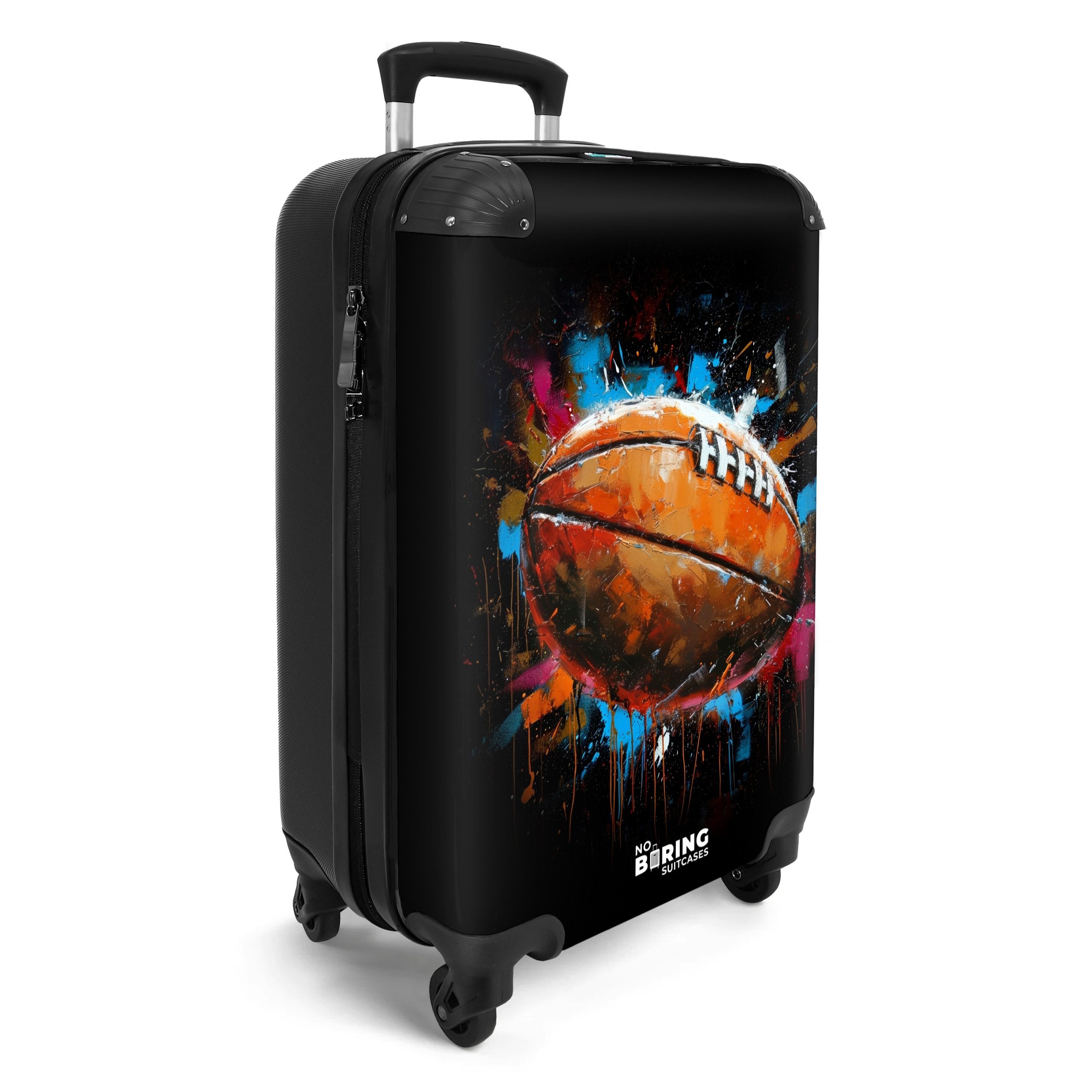 NoBoringSuitcases.com© Hartschalen-Trolley Rugby-Ball umgeben von Graffiti günstig online kaufen