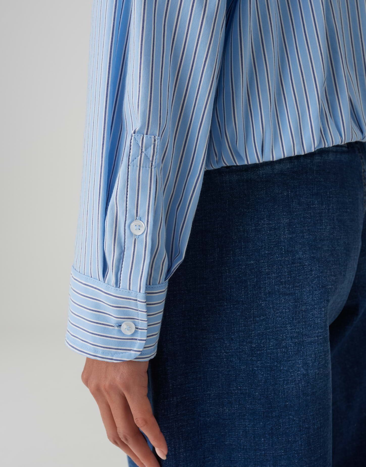 OPUS Langarmbluse FRESA aus BCI Cotton Mix Lockere Passform, ovaler Schnitt, überschnittene Schulter
