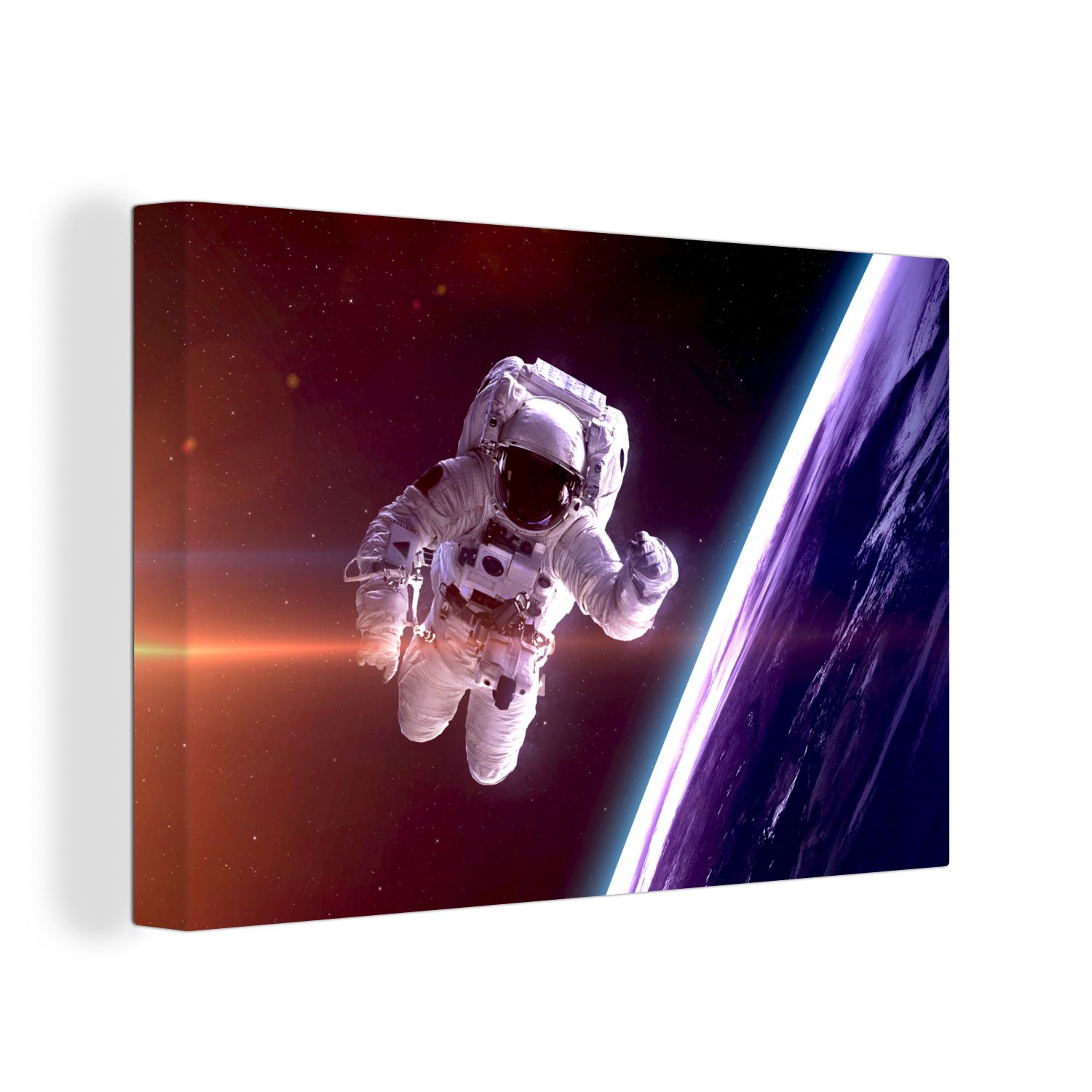 OneMillionCanvasses® Leinwandbild Weltraum - NASA - Erde - Jungen - Kinder - Kinder, (1 St), Wandbild Leinwandbilder, Aufhängefertig, Wanddeko, 30x20 cm | Leinwandbilder