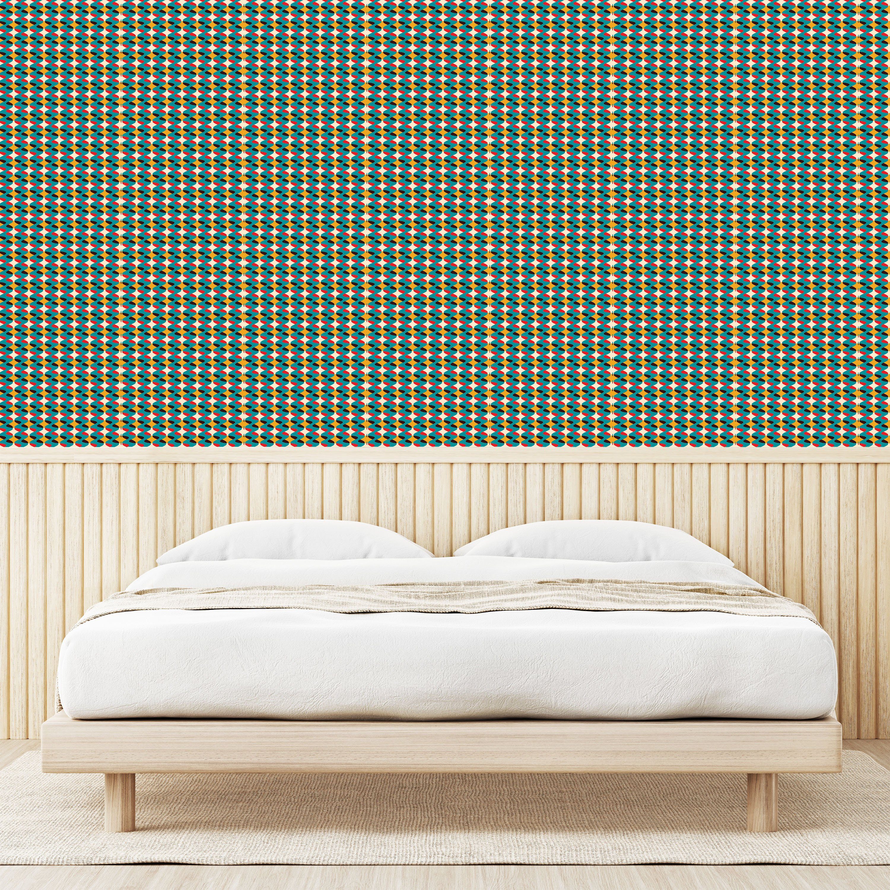 Linie Retro Küchenakzent, wellenförmige Abstrakte selbstklebendes Abakuhaus Vinyltapete Kunst Wohnzimmer