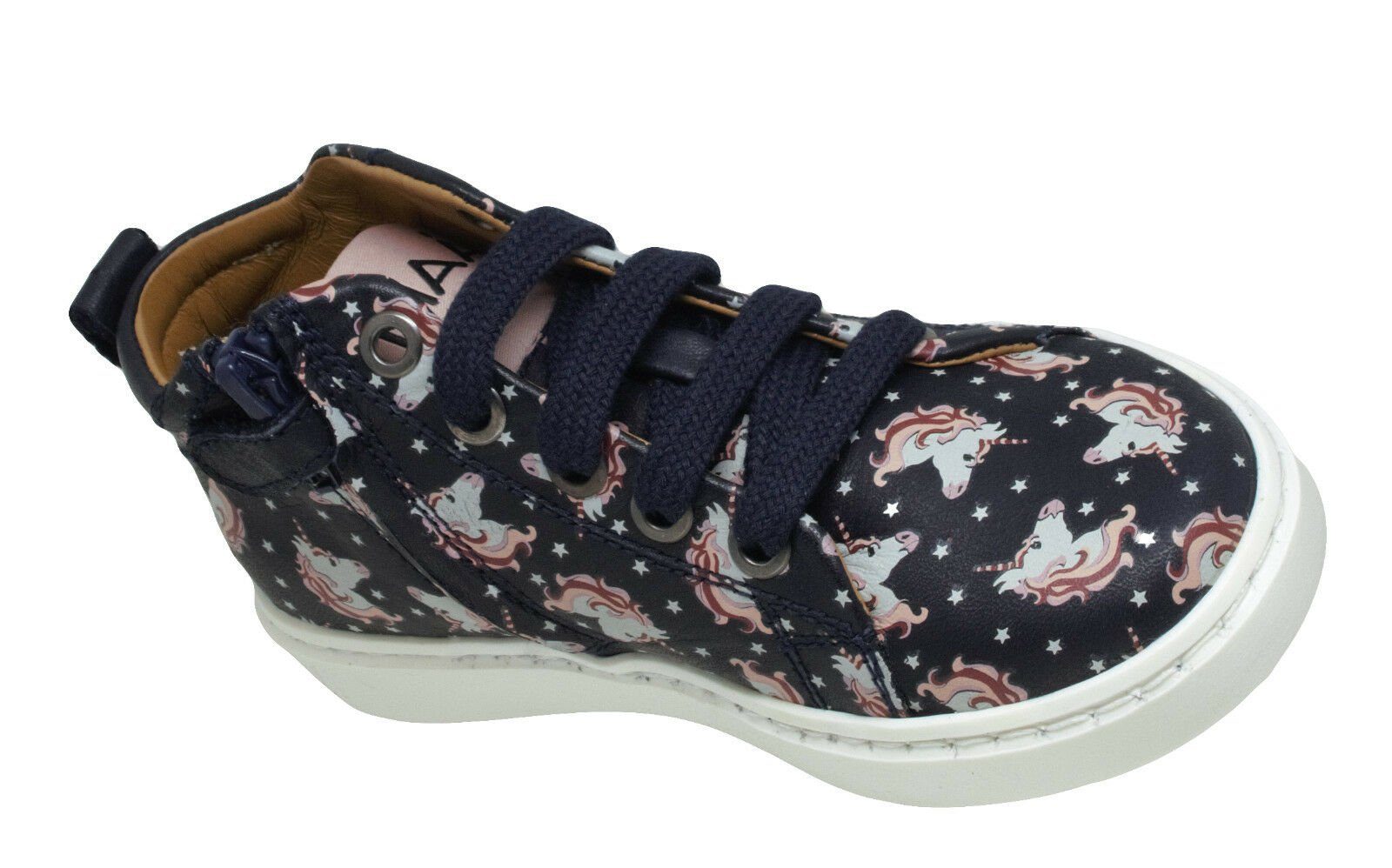 MAA MAÁ Leder Sneaker C254 Einat Einhorn Mädchen Blau print Sneaker Mix