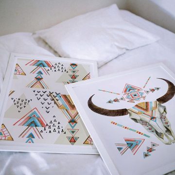 Wall-Art Poster Boho Tribal Tipi Hirschgeweih Set, (Set, 2 St), Collage mit Bilderrahmen