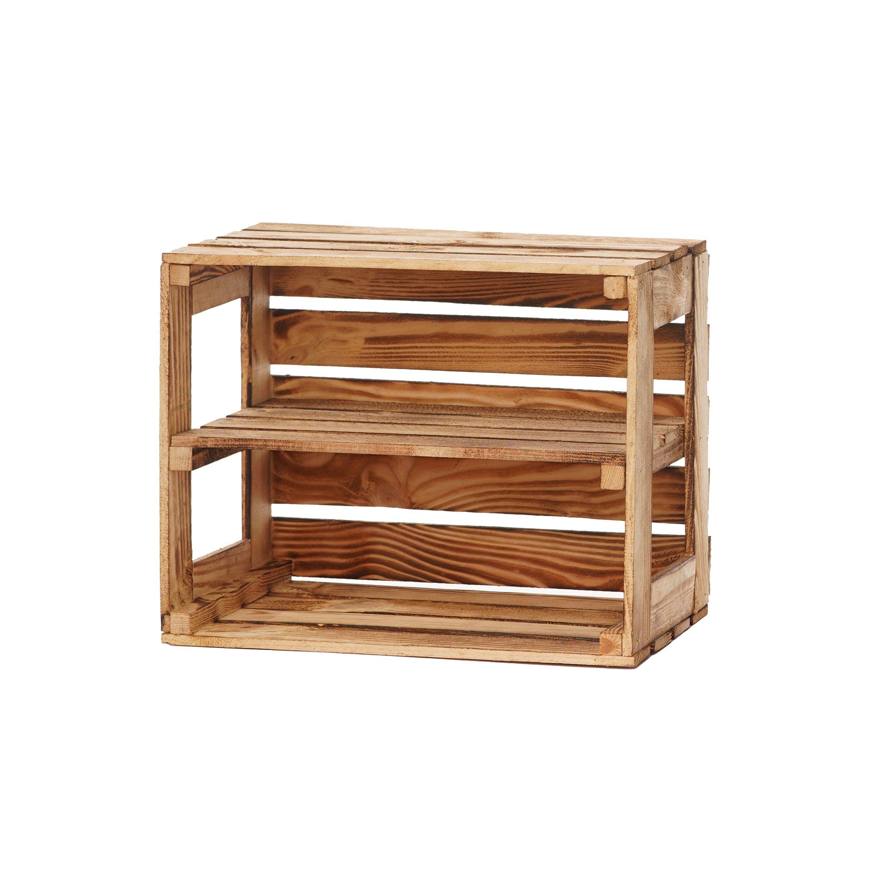 GrandBox Dekokiste Holz Kiste 50x40x30 cm geflammt Vintage (1er Set)