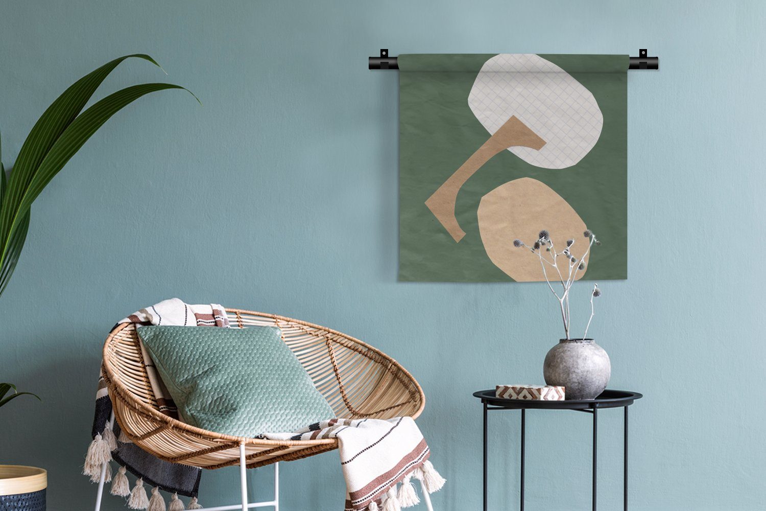 Pastell, Grün Wanddeko Quadrate Kleid, Wohnzimmer, - Kinderzimmer - - Wandbehang, Schlafzimmer, für Wanddekoobjekt MuchoWow Formen