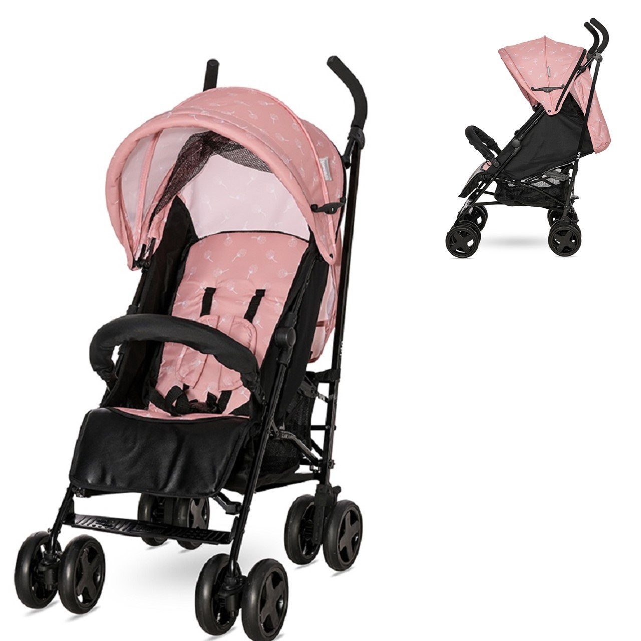 Kinderwagen, Vorderräder, Buggy schwenkbare Lorelli Kinder-Buggy verstellbar IDA, rosa Rückenlehne