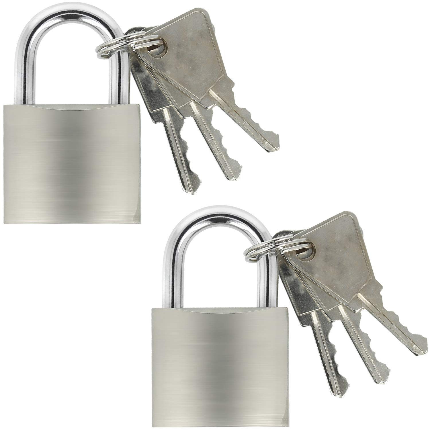 com-four Vorhängeschloss Vorhängeschloss aus massivem Metall, (2-tlg), Vorhangschloss mit gehärtetem Bügel und 3 Schlüssel