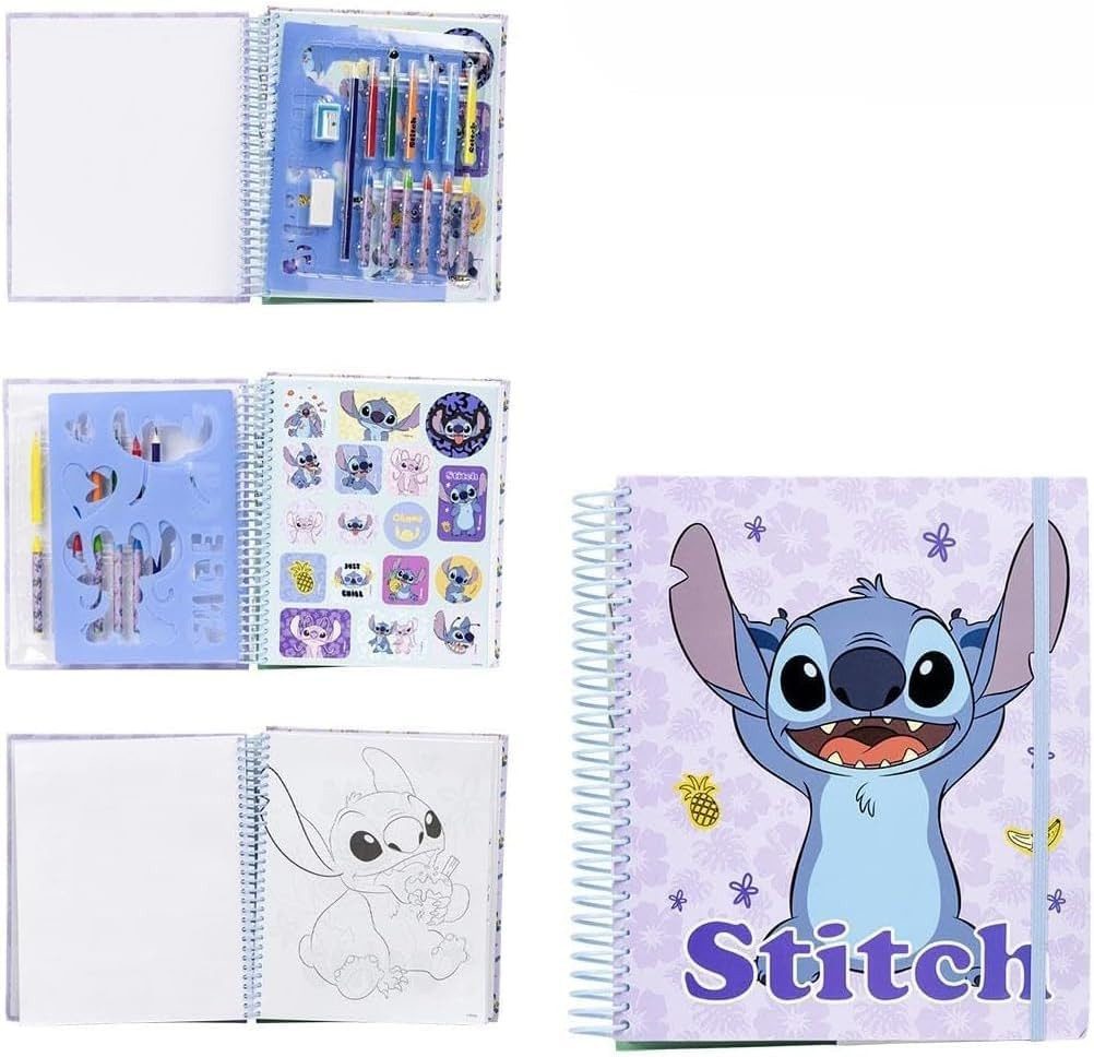 Cerda Malvorlage Stitch Activity Malbuch Buch + Sticker Schablonen Stifte Ausmalbuch