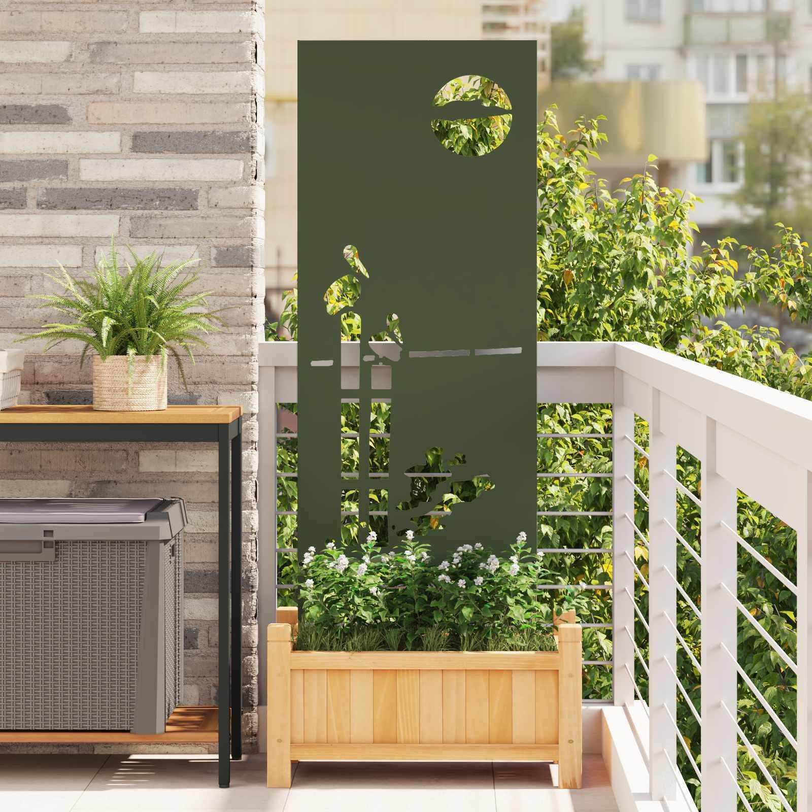 vidaXL Wandbild Garten Sichtschutz-Leinwand Olivgrün 50 x 140 cm, (1 St)