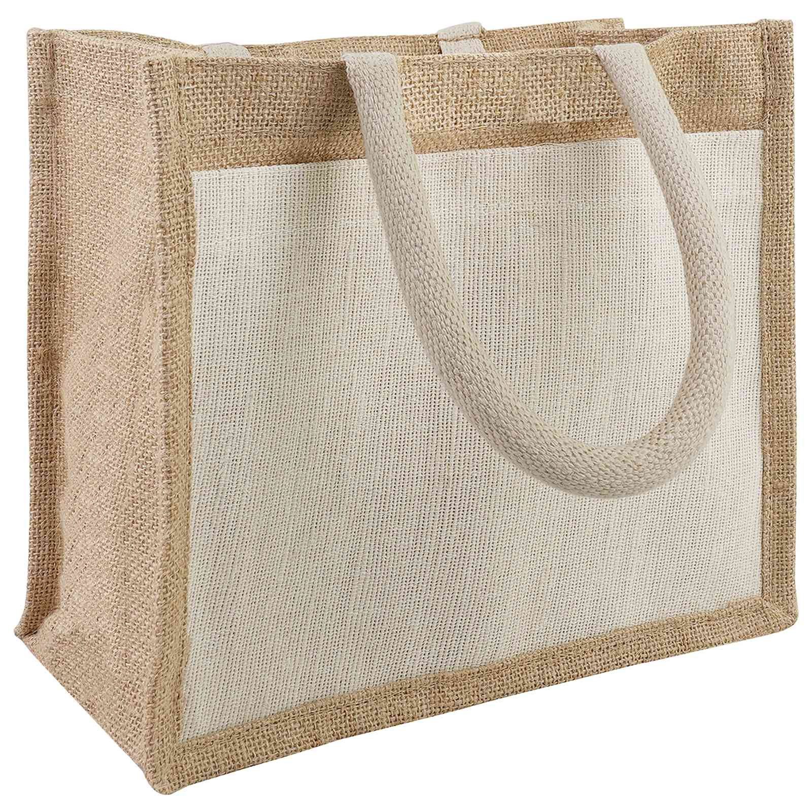 vidaXL Einkaufstrolley Jute-Handtaschen mit Tasche 10 Natürlich und Weiß