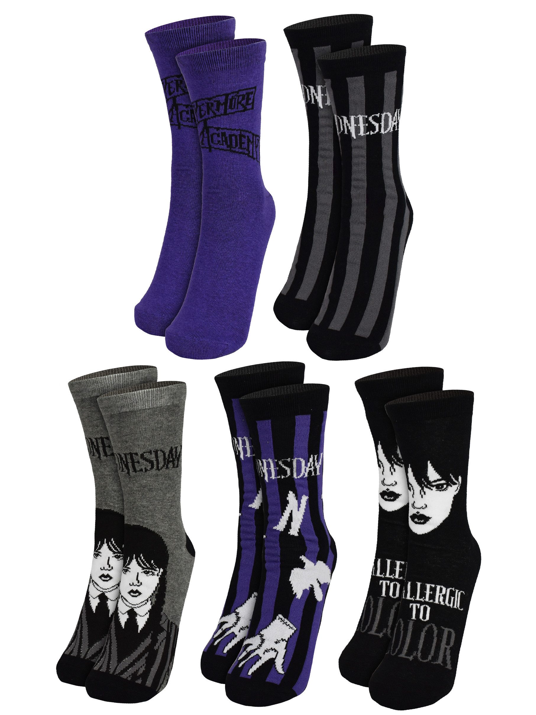 United Labels® Socken Wednesday Socken Sneaker Strümpfe (5er Pack) 38-43 günstig online kaufen