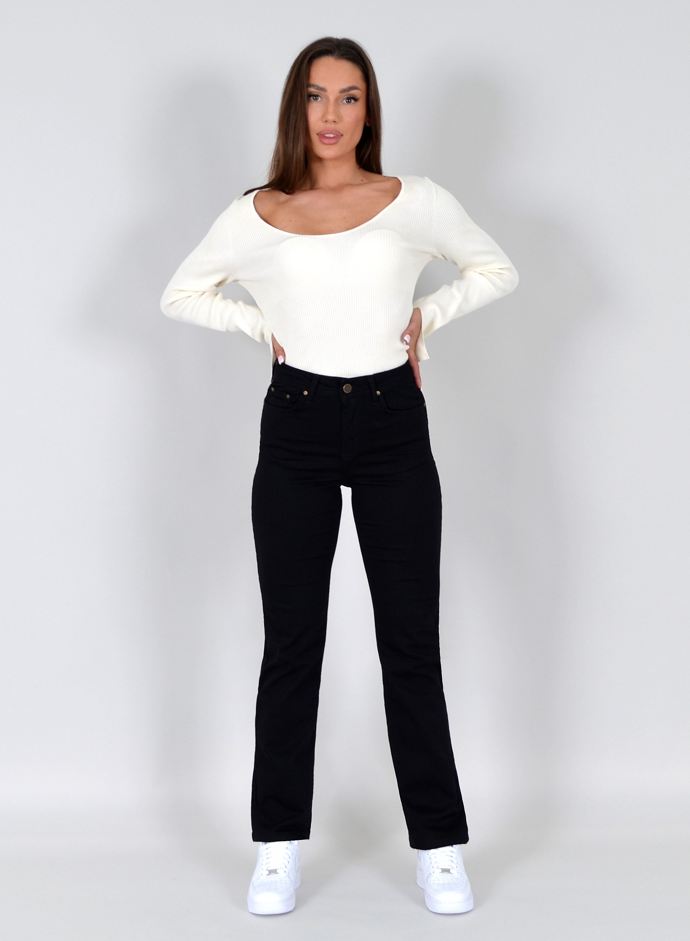 ESRA Straight-Jeans Stretch-Jeans Damen High Waist Jeans Straight Leg Hose Regular G3 Straight Fit Jeans Damen High Waist Gerade Schnitt Jeans bis Übergröße