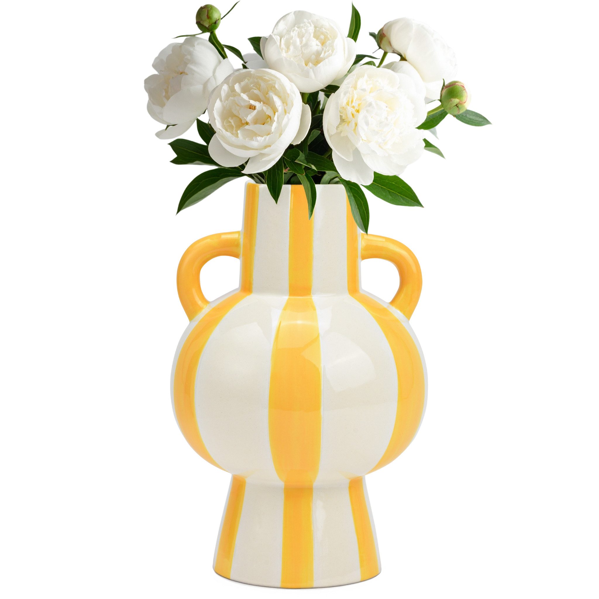 matches21 HOME & HOBBY Dekovase Blumenvase bunt gestreift, gelb weiß in Ø 1 günstig online kaufen
