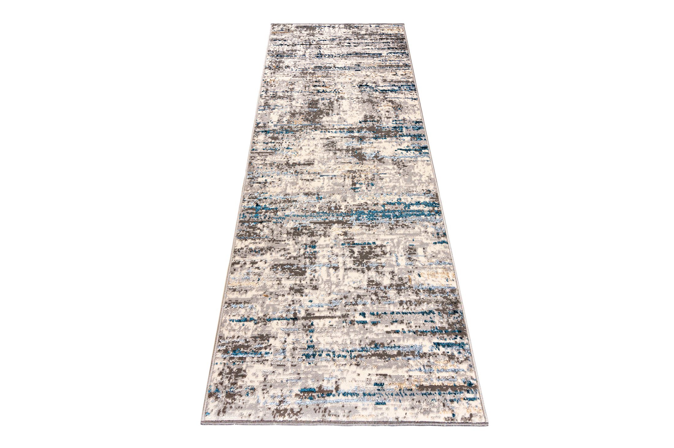 Mazovia Läufer Läufer Flurläufer Modern für Vorzimmer - Abstrakt - Beige Grau Blau, 60 x 100 cm, Kurzflor, Meterware, Höhe 8 mm