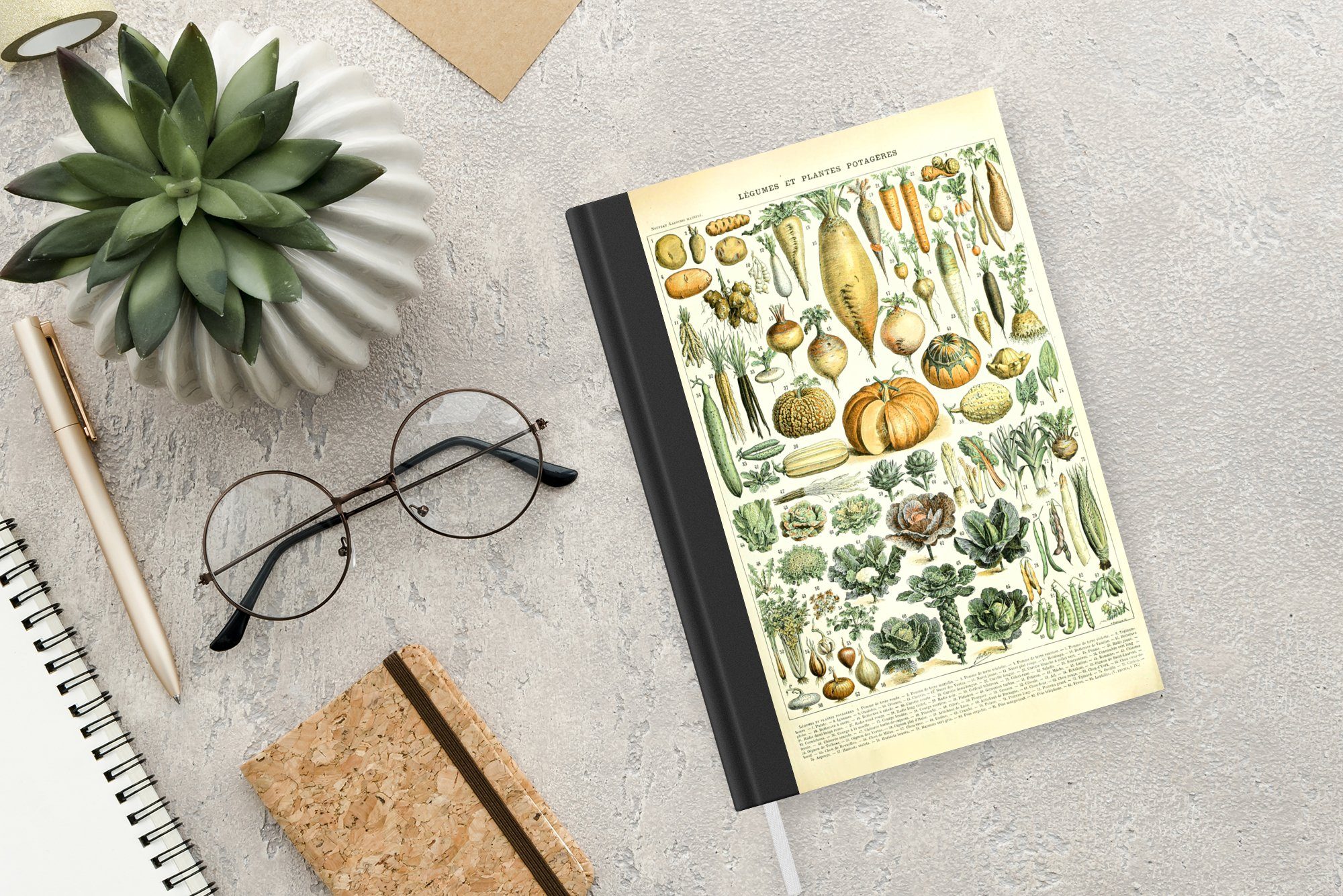 Millot 98 Vintage Kunst - MuchoWow Notizbuch - Karotte Orange, Gemüse Adolphe - Journal, - Merkzettel, Notizheft, - Seiten, Tagebuch, A5, Haushaltsbuch