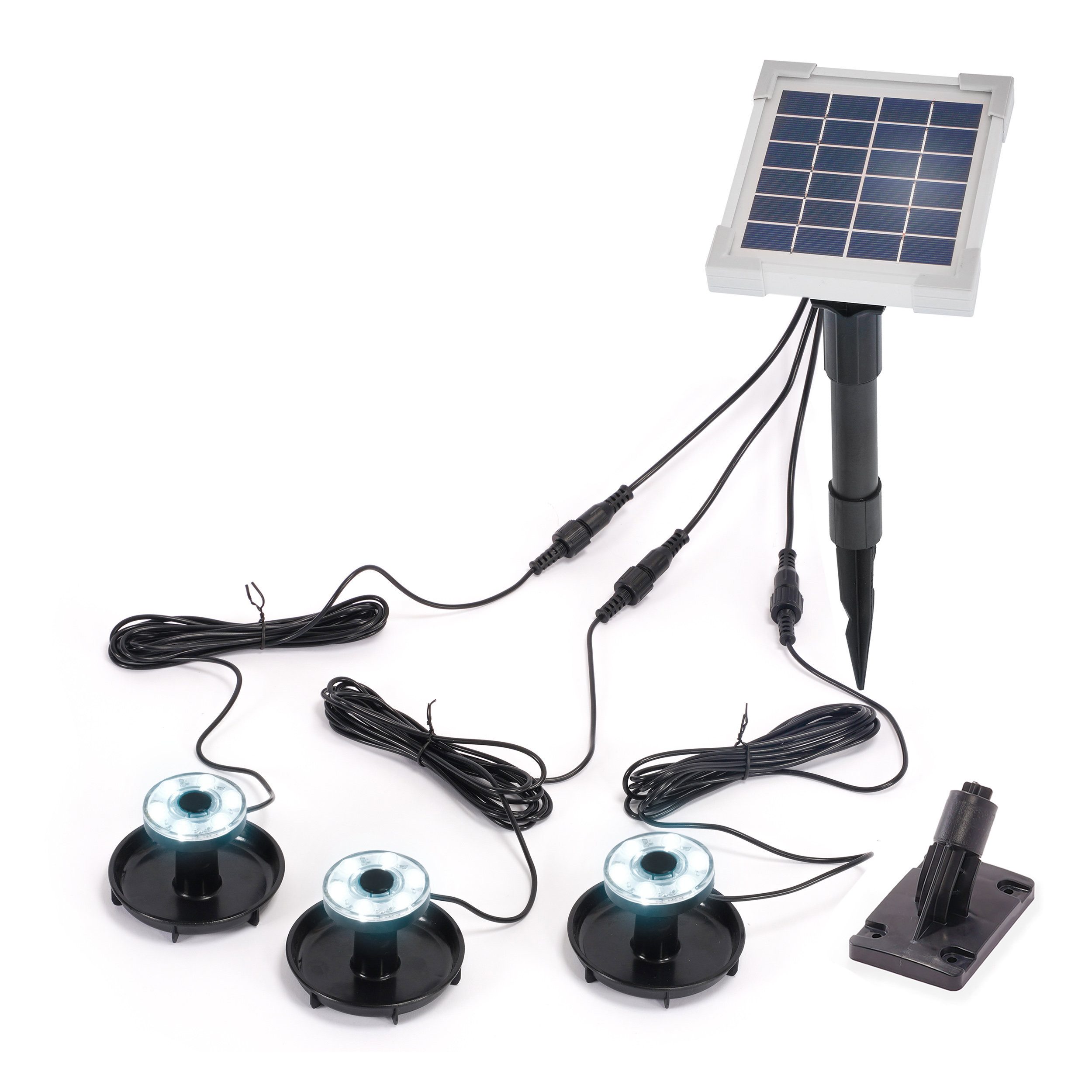 esotec Gartenstrahler Solar Über- und Unterwasserstrahler 3 MultiSpots 6500K kaltweiß 101400, LED fest integriert