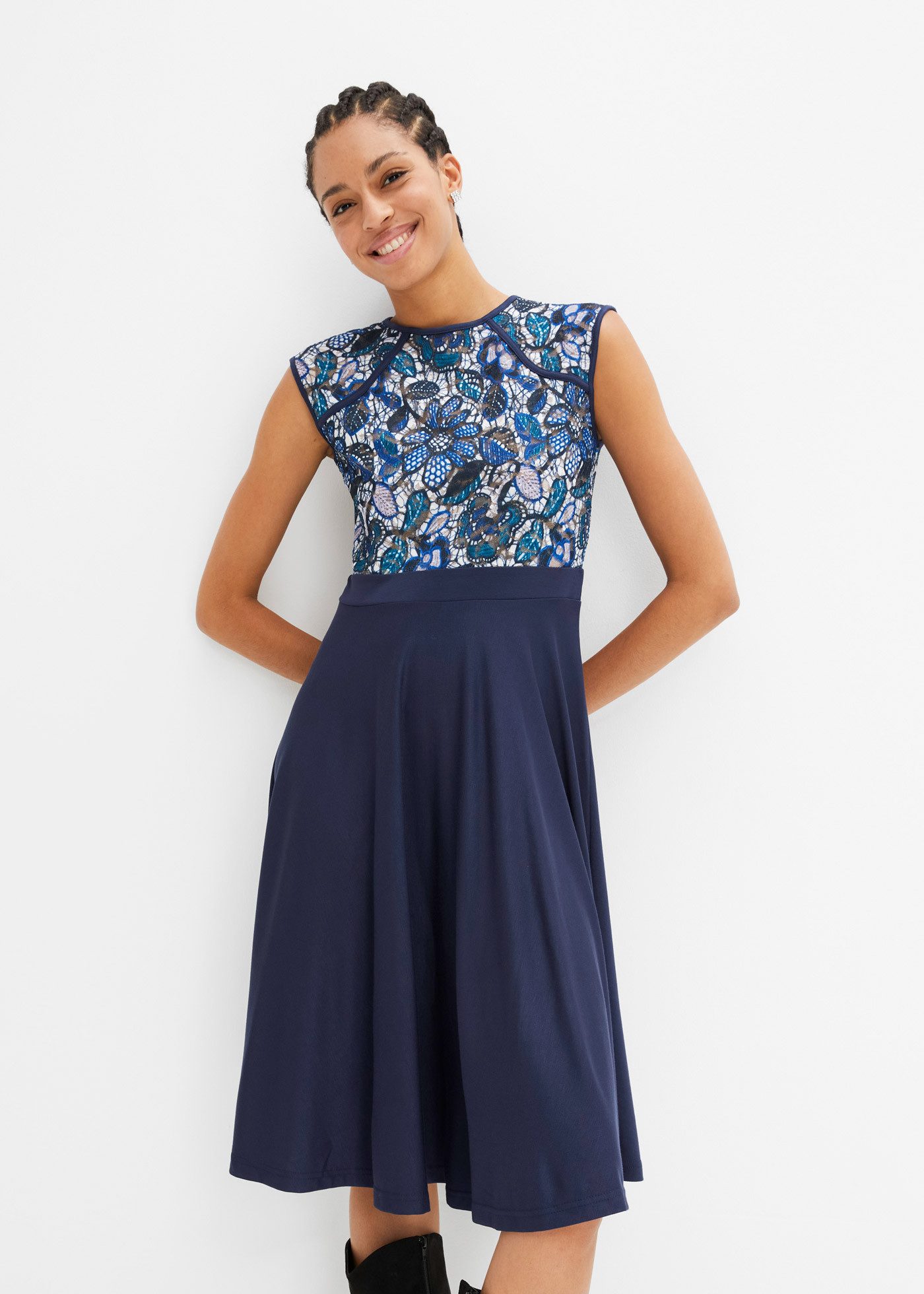 bonprix Midikleid für festliche Anlässe, aus Punto di Roma Material, ärmell günstig online kaufen
