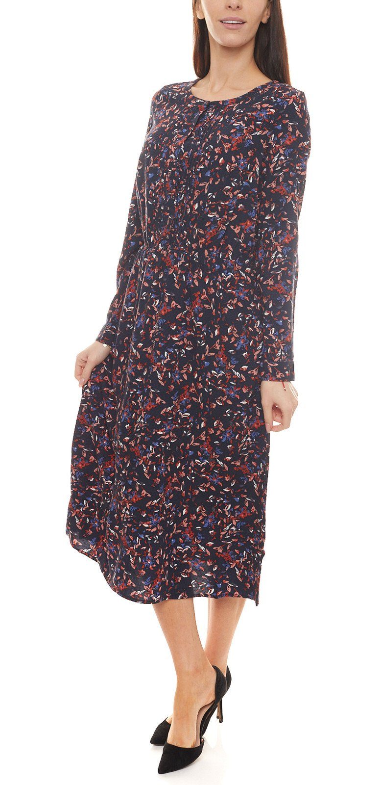 TOM TAILOR Sommerkleid »TOM TAILOR Midi-Kleid zartes Sommer-Kleid für  Frauen mit abstraktem, floralem Muster Freizeit-Kleid Blau« online kaufen |  OTTO