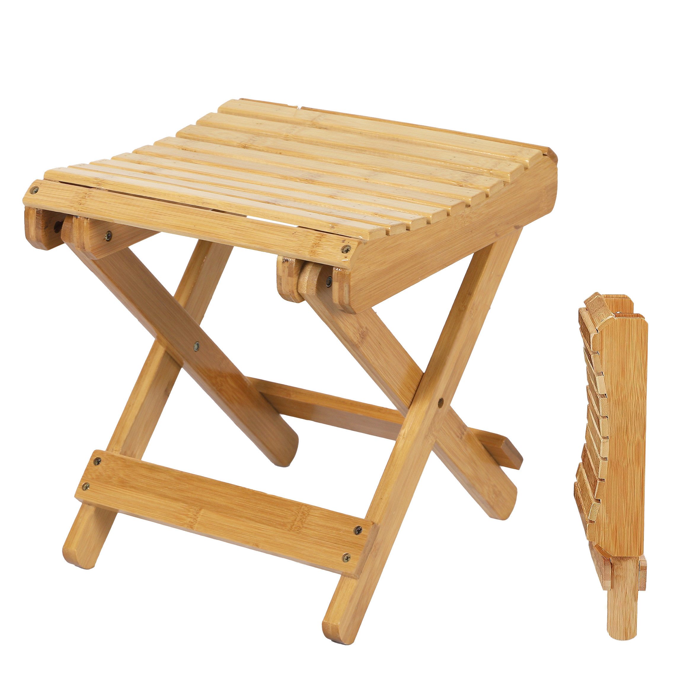 Spetebo Hocker Bambus Klapp Sitzhocker eckig naturr - 28 x 28 cm (Anzahl, 1 günstig online kaufen