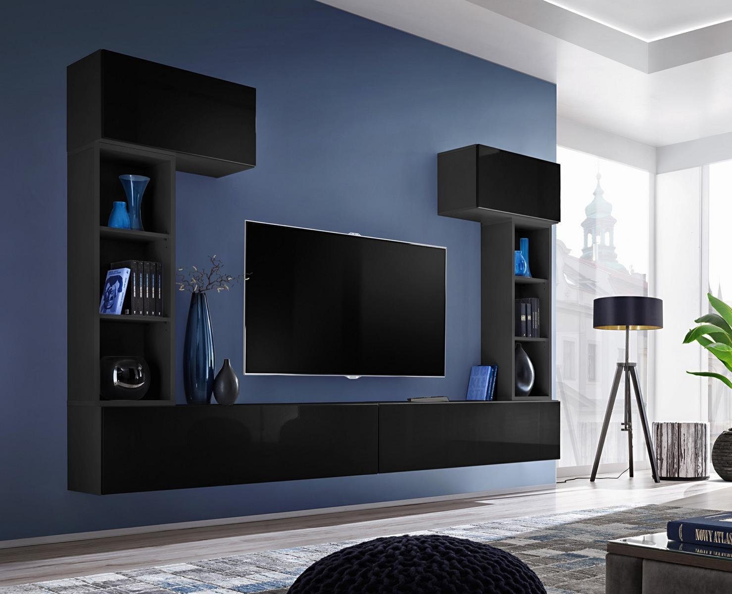 Stil JVmoebel Wohnzimmer, Wand in Holz Made Wohnwand Modern TV Regal Wohnwand Europa Designer