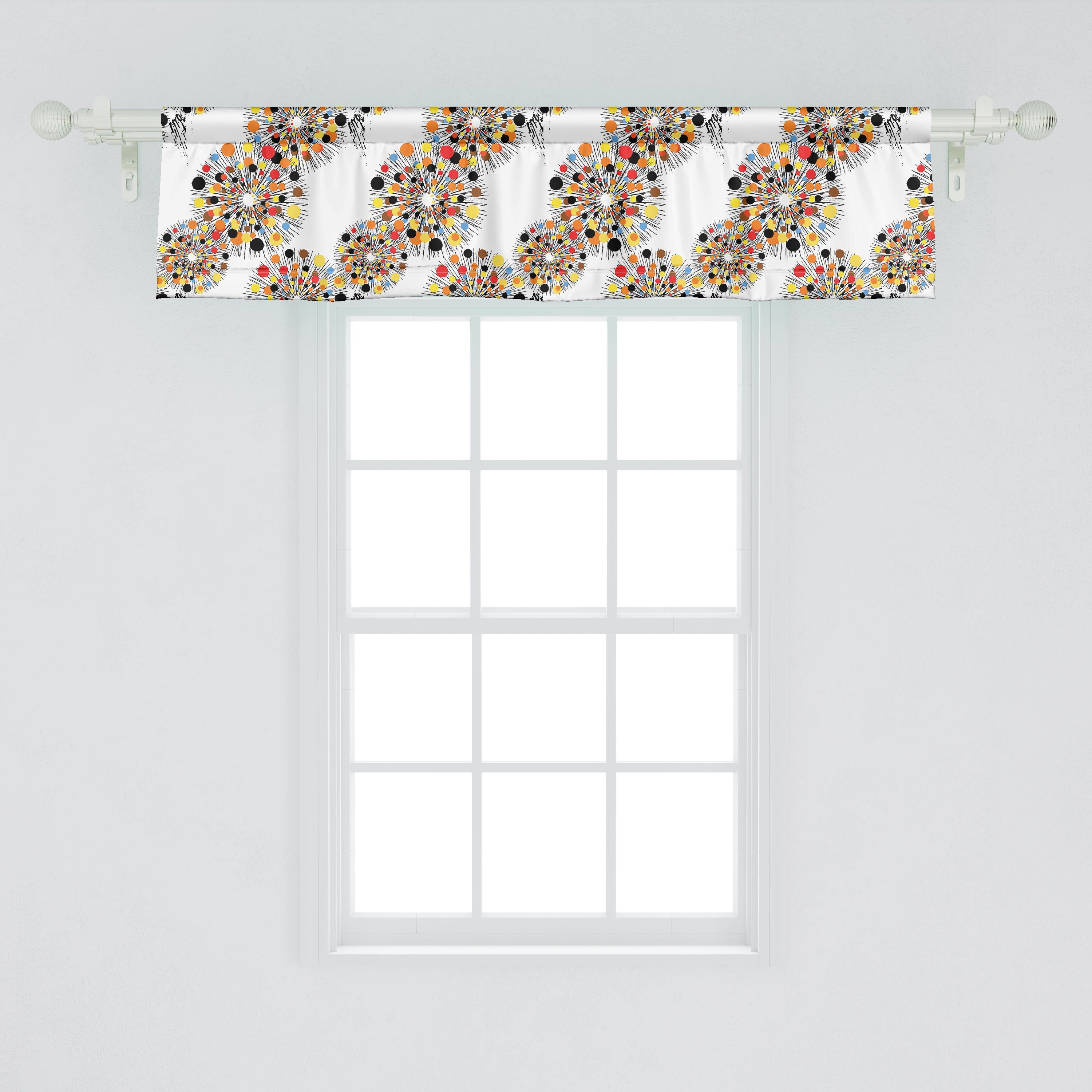 Scheibengardine Vorhang Volant Runde Abstrakte mit Abakuhaus, Dekor Stangentasche, Microfaser, Schlafzimmer Bunte Geometrie für Küche