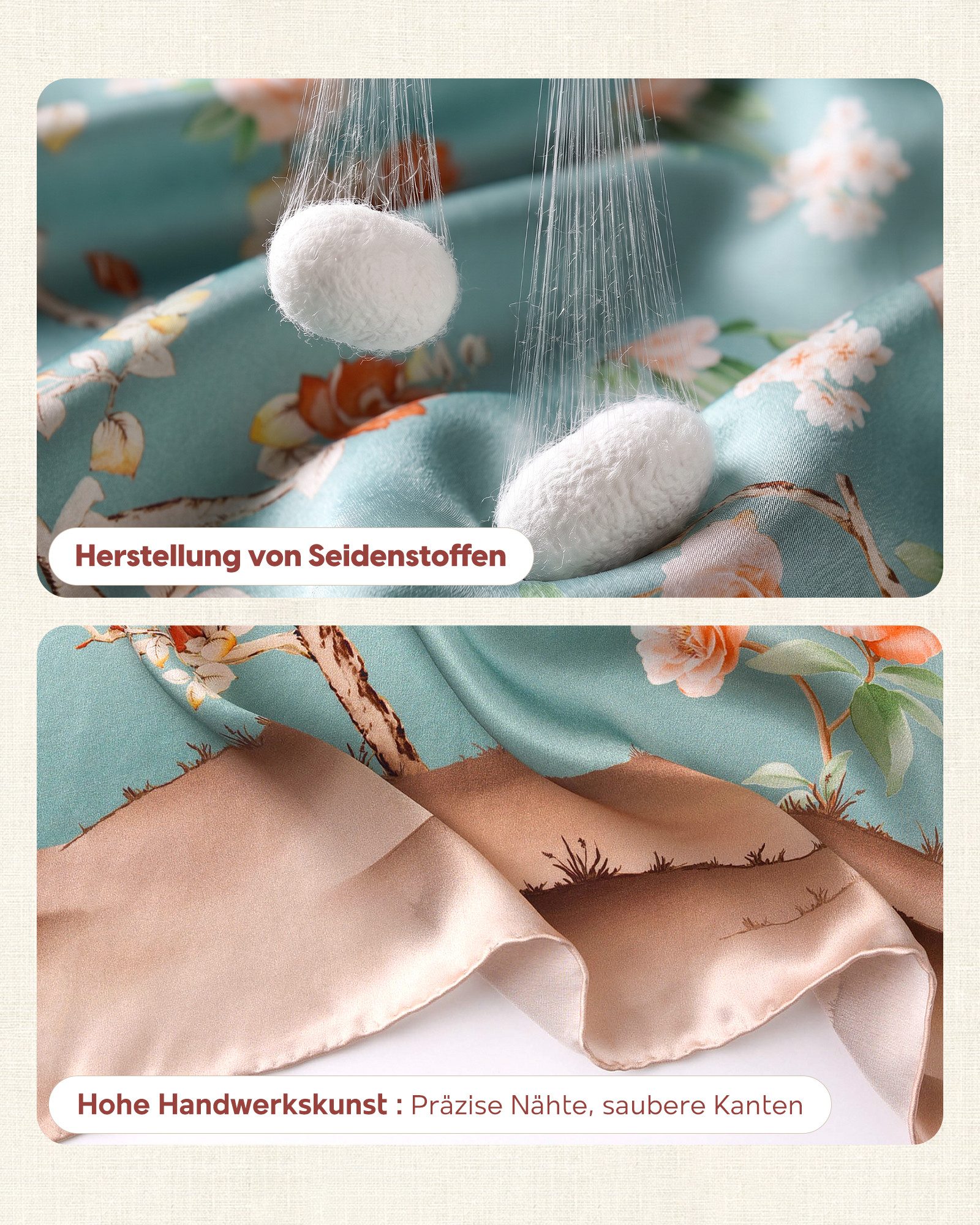 STORY OF SHANGHAI Seidenschal Damen 100% Seide, leichter weicher Satin, 55 × 175 cm, (1-St), leichter weicher Damenschal aus Satin – Bild 3 von 5