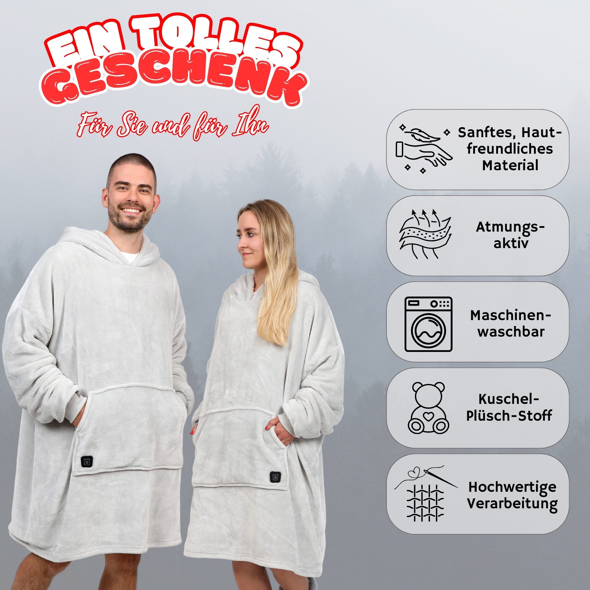 Wohndecke Deckenhoodie beheizbar, Decke mit Ärmeln, Decke zum anziehen, Nor günstig online kaufen