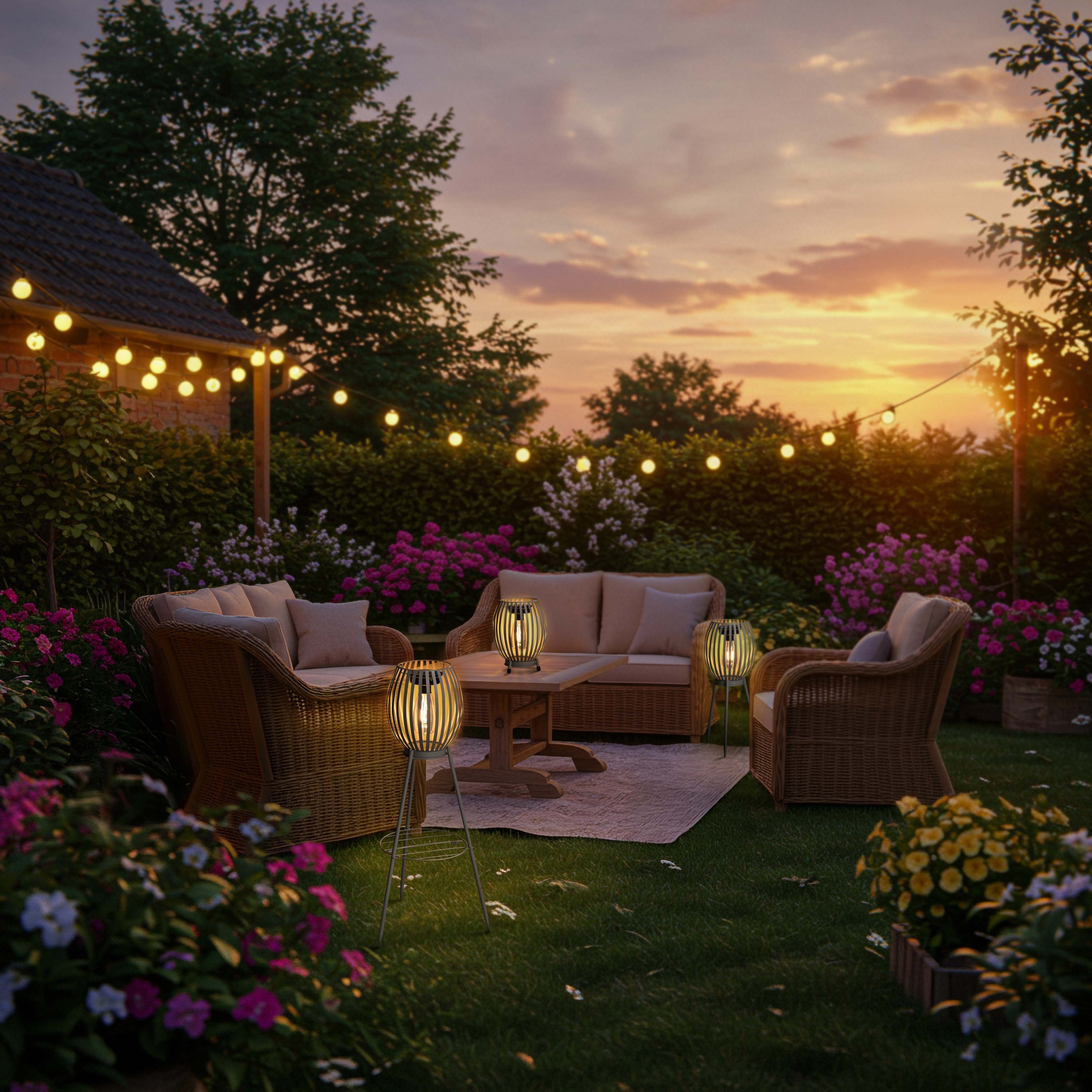 Northpoint LED Solarleuchte LED Solar Außen Stehlampe Stehleuchte Tischlampe warmweiß