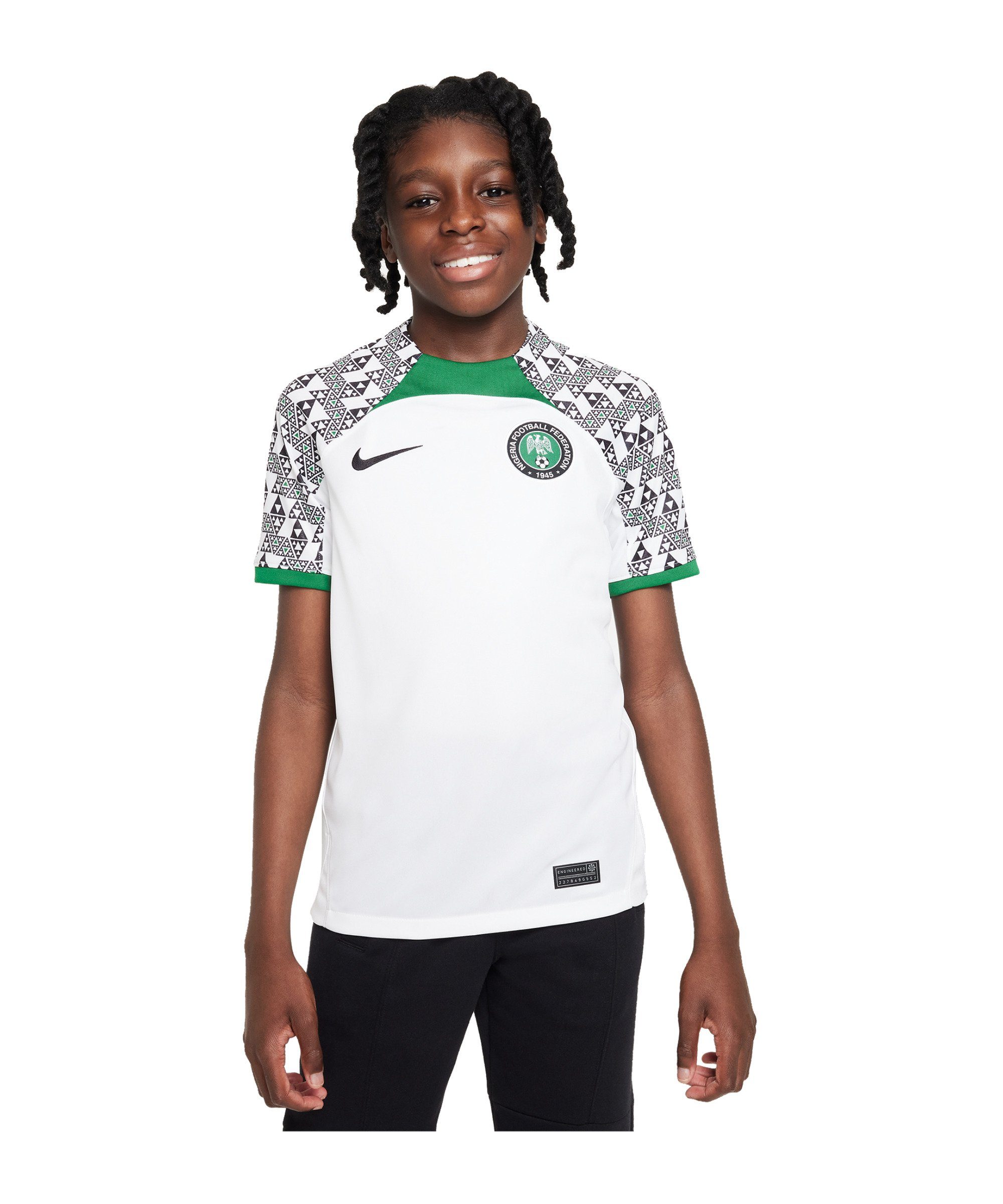 Nike Fußballtrikot Nigeria Trikot Home 2022 Kids weissgruenschwarz