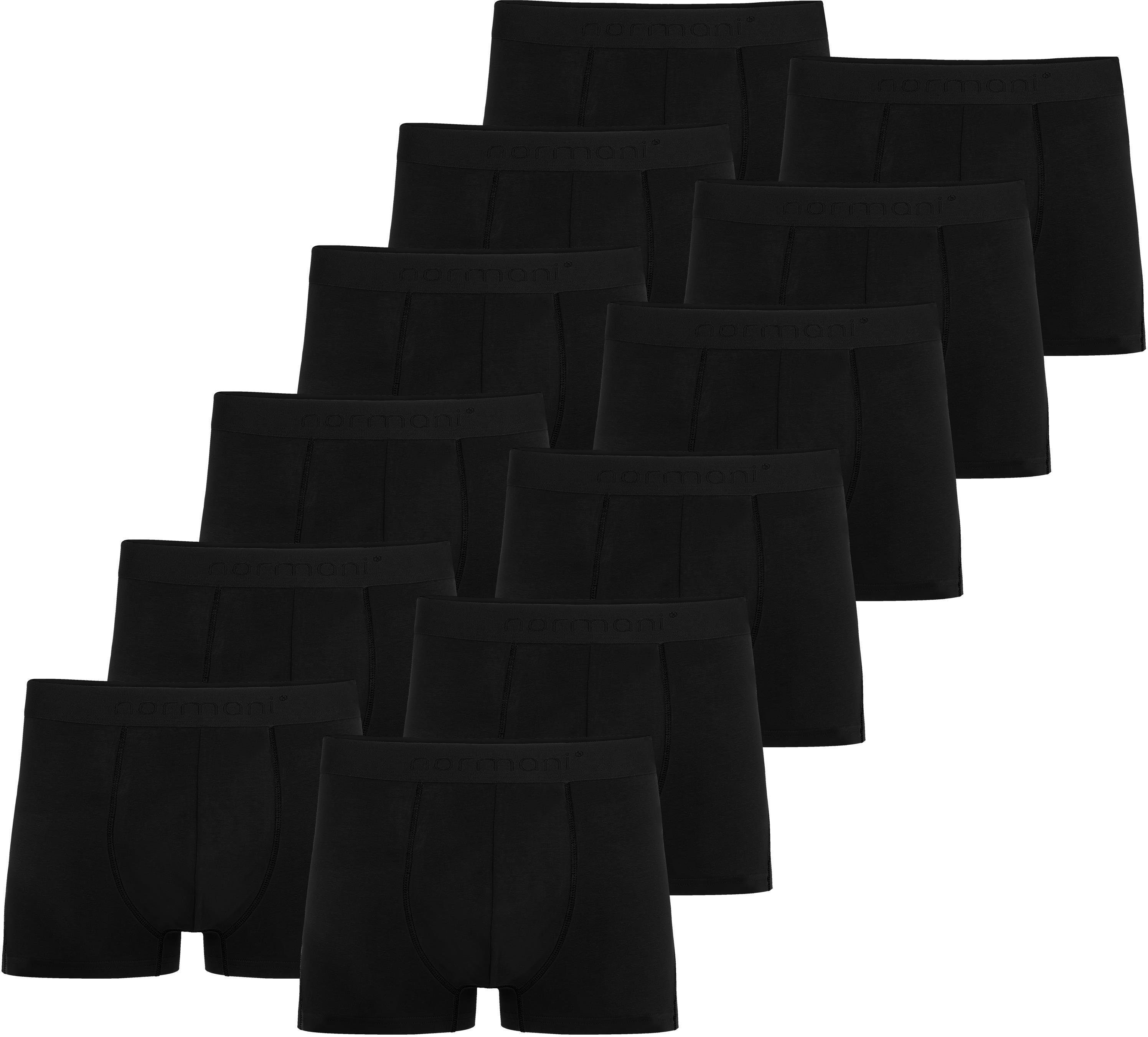 normani Boxershorts 12 x Herren Baumwoll-Boxershorts Unterhose aus atmungsaktiver Baumwolle für Männer Schwarz