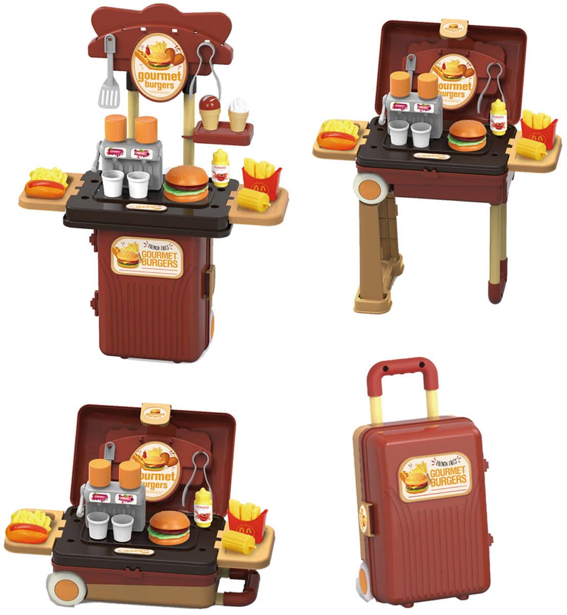 Diakakis Spielküche Trolley Fast Food Imbiss 4in1 mit Zubehör 15-tlg. günstig online kaufen