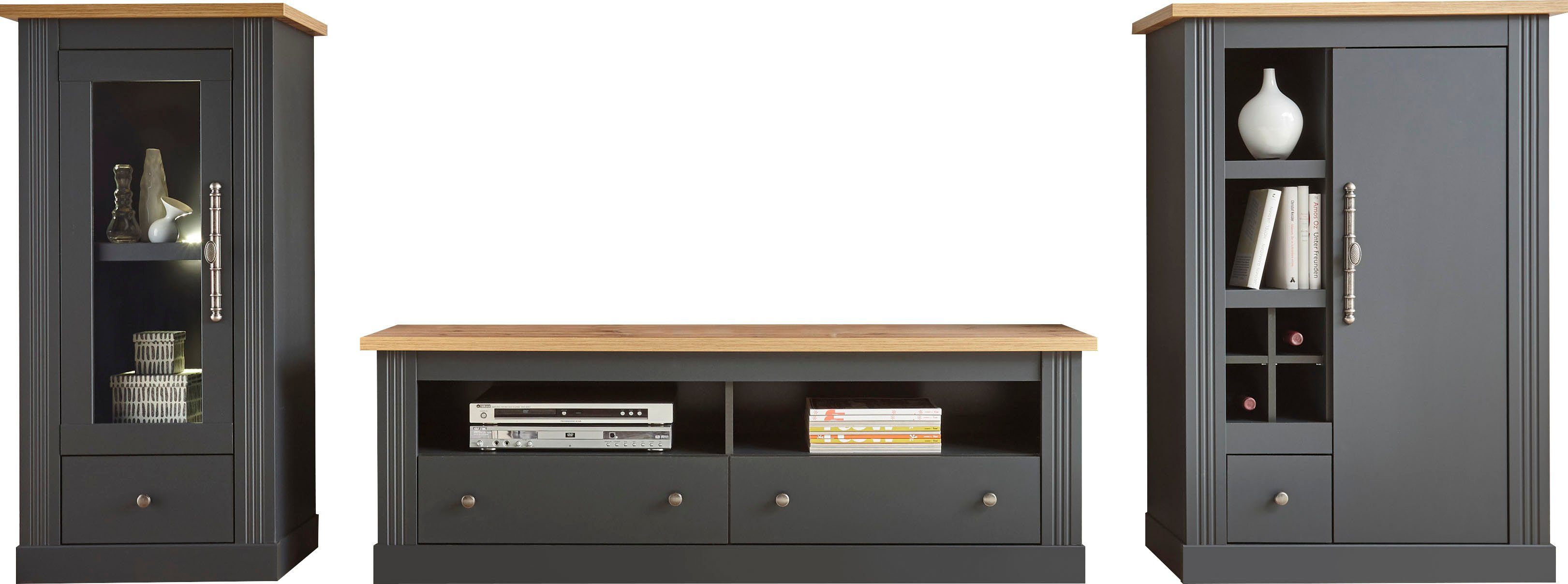 OTTO home Wohnwand Westminster TOPSELLER!, (Set, 3-St., Vitrine, Lowboard, Kommode), im romantischen Landhausstil