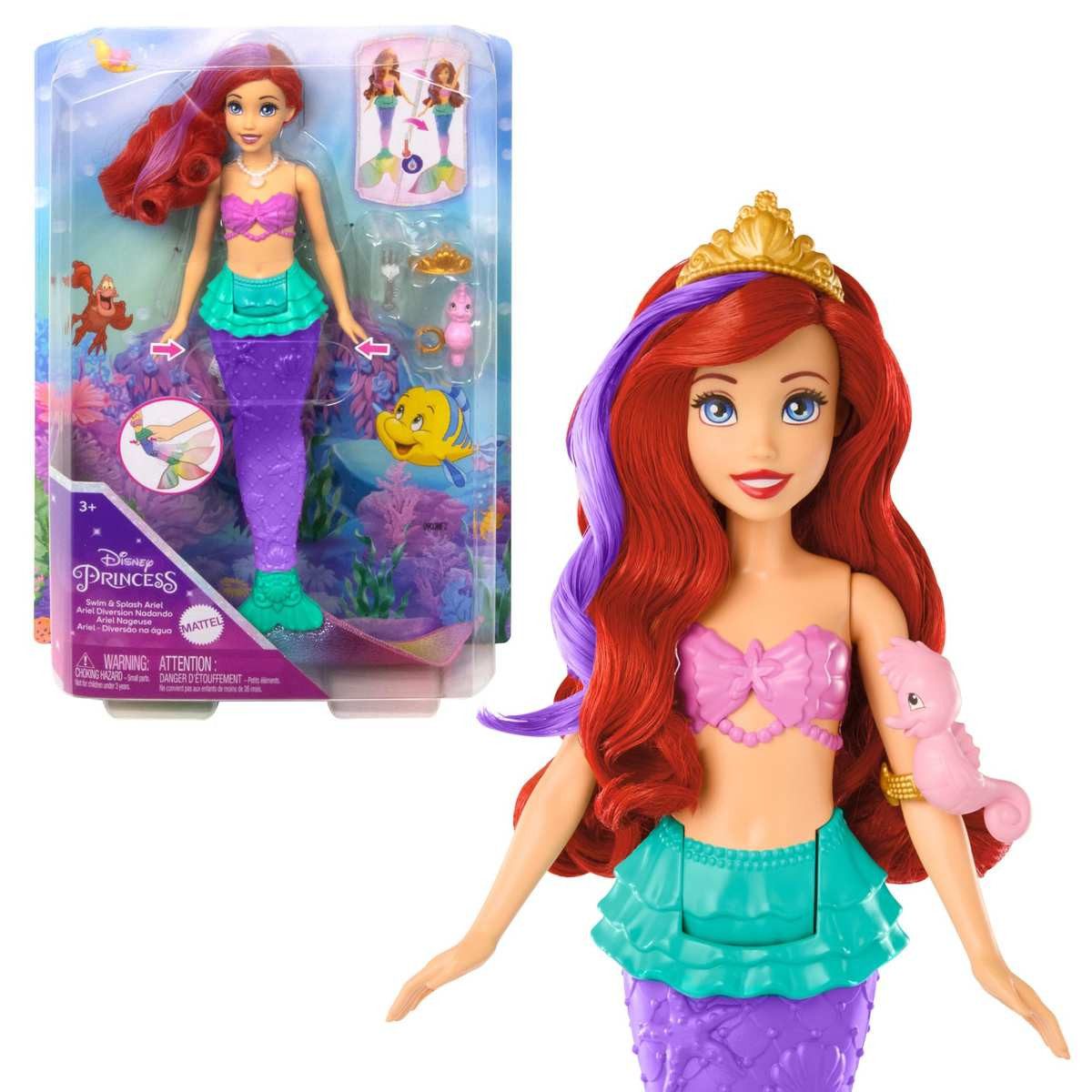 Mattel® Meerjungfrauenpuppe Mattel DISNEY Arielle Meerjungfrau Puppe Farbwechsel + Zubehör HPD43